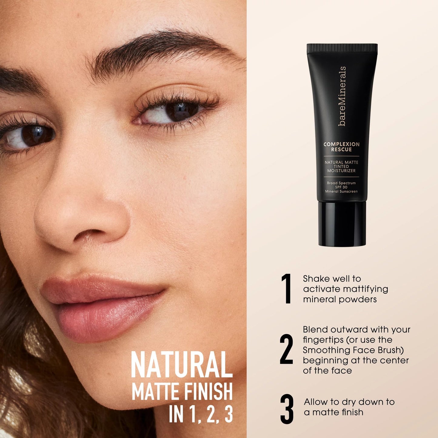 bareMinerals Complexion Rescue Natural Matte Tinted Moisturizer, Chestnut 09, Vegan, Cruelty-Free & Dermatologist-Tested