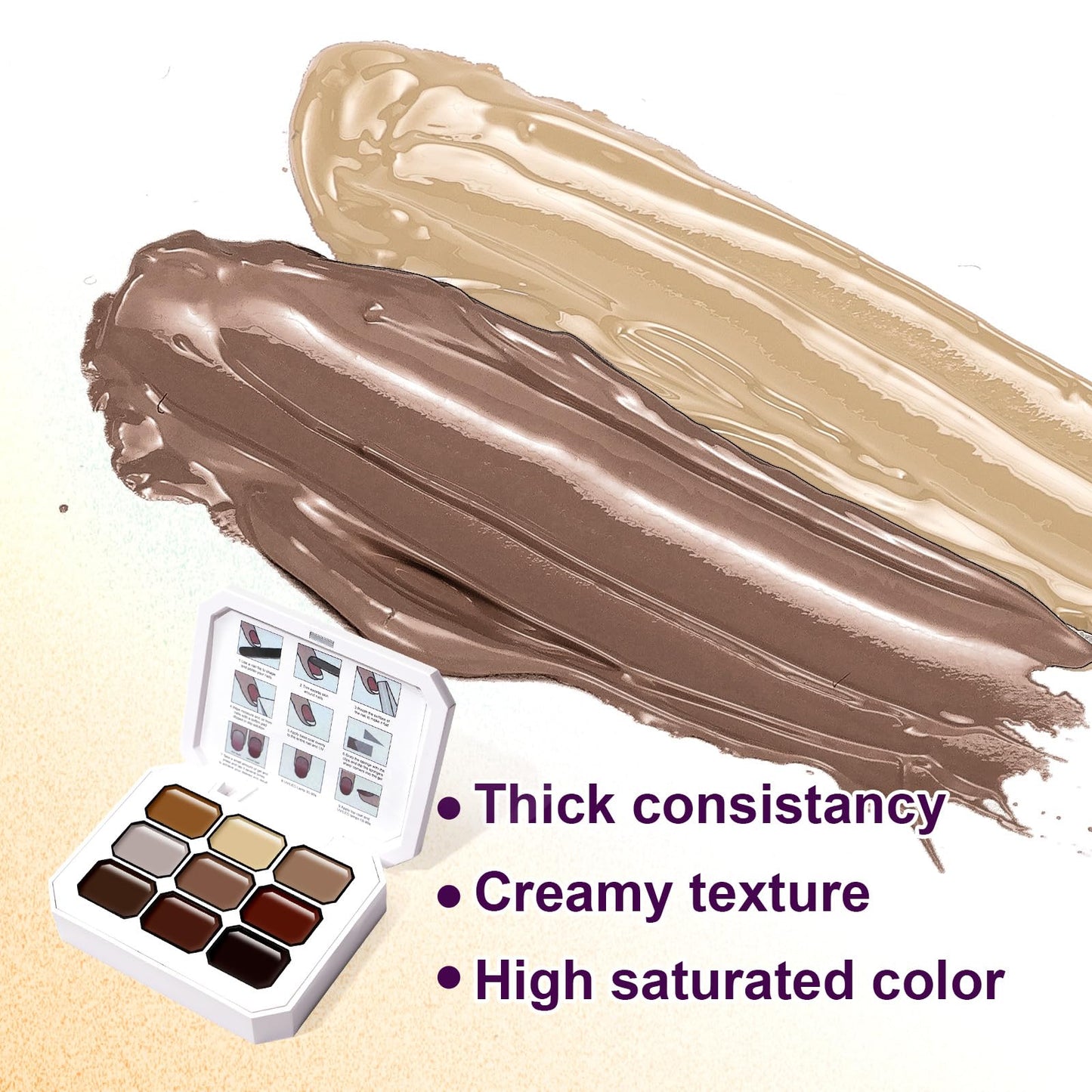 U-Shinein Gradient Painting Gel, 9 Colors Ombre Gel Nail Polish for Cream Brown Color Pigment Pat Aura Nails French Manicure Soak Off UV Long-lasting Home Salon DIY Nail Art Coconut Latte 1
