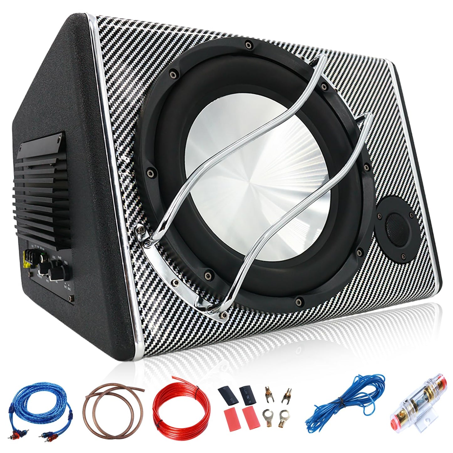 LORPHEIR 3800W 10" Car Subwoofer with Audio Cable - High Power Bass System for Car Audio Upgrade, Adjustable Bass Boost, Compact Design for Trunk Installation