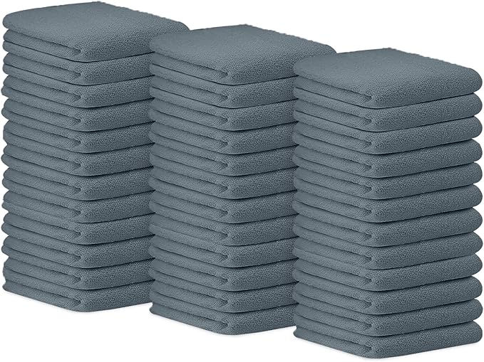 Avalon Towels Bar Towels (Pack of 36) Size 14x17 Inches â 100% Cotton, Absorbent and Reusable Cleaning Rags, Multipurpose Cleaning Towels, Terry Cloth Rags, Durable Shop Rags (Grey)