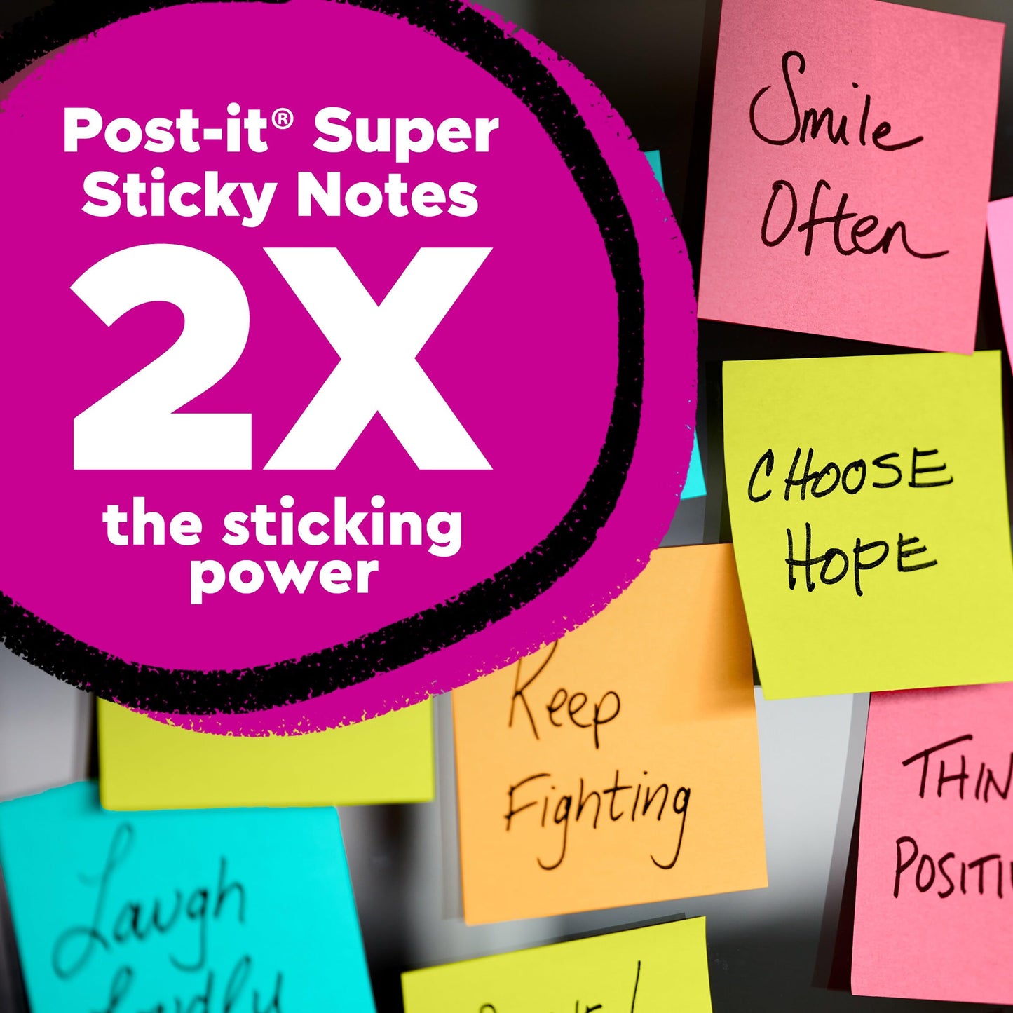 Post-it Super Sticky Notes, 12 Sticky Note Pads, 3 x 3 in., School Supplies, Office Products, 2X the Sticking Power, Supernova Neons Collection