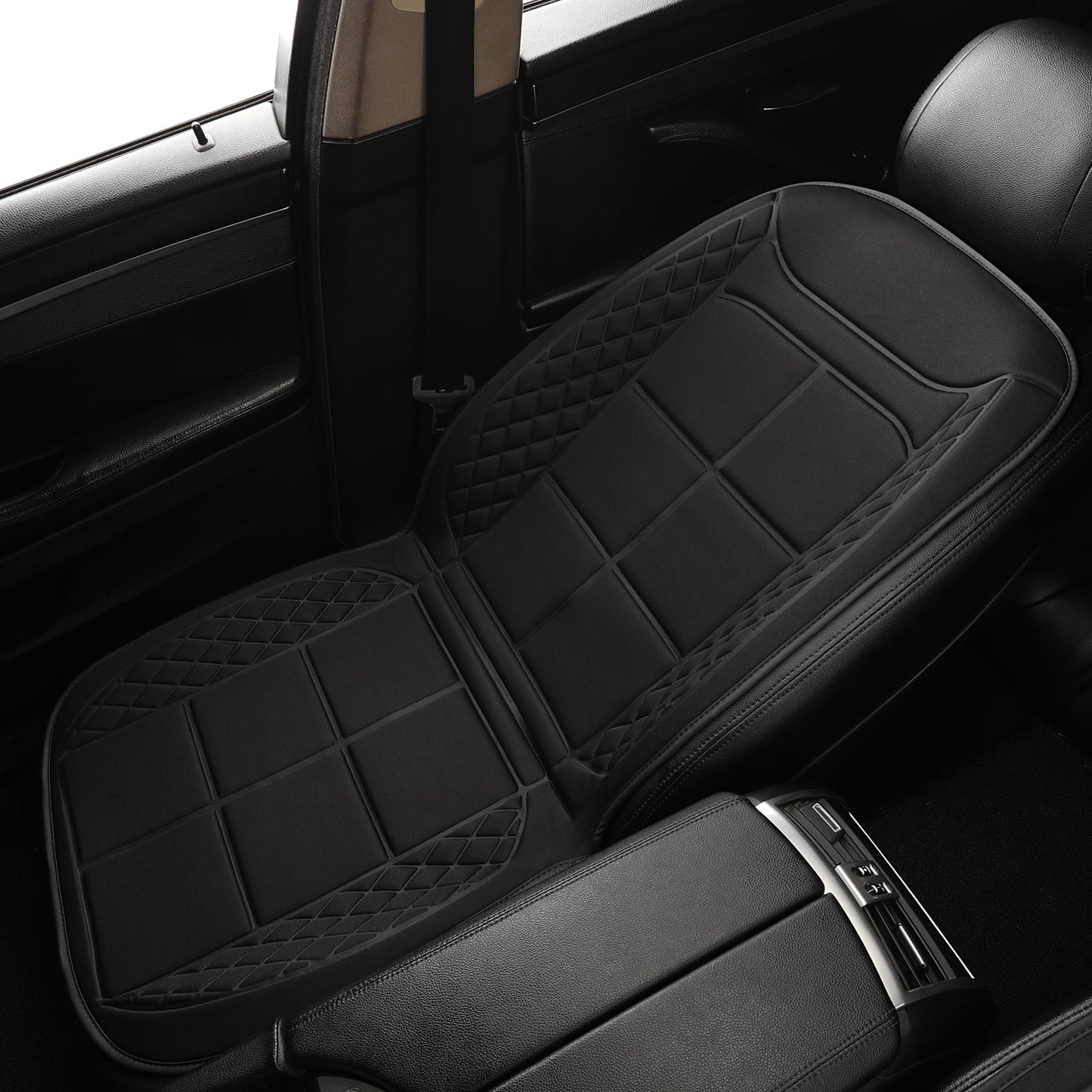 SriGM Car Seat Cushion Comfortable Seat Cover for Cars Trucks SUV Van, Full Back and Seat Cushion for Driver or Passenger Black 1 Pack