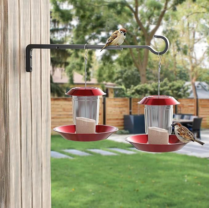 Saffruff 15 Inch 2 Black Pack Heavy Duty Outdoor Plant Hangers, Iron Hanging Plant Brackets for Hanging Plants Outside, Metal Plant Hooks Plant Wall Hooks for Hanging Lantern, Bird Feeder