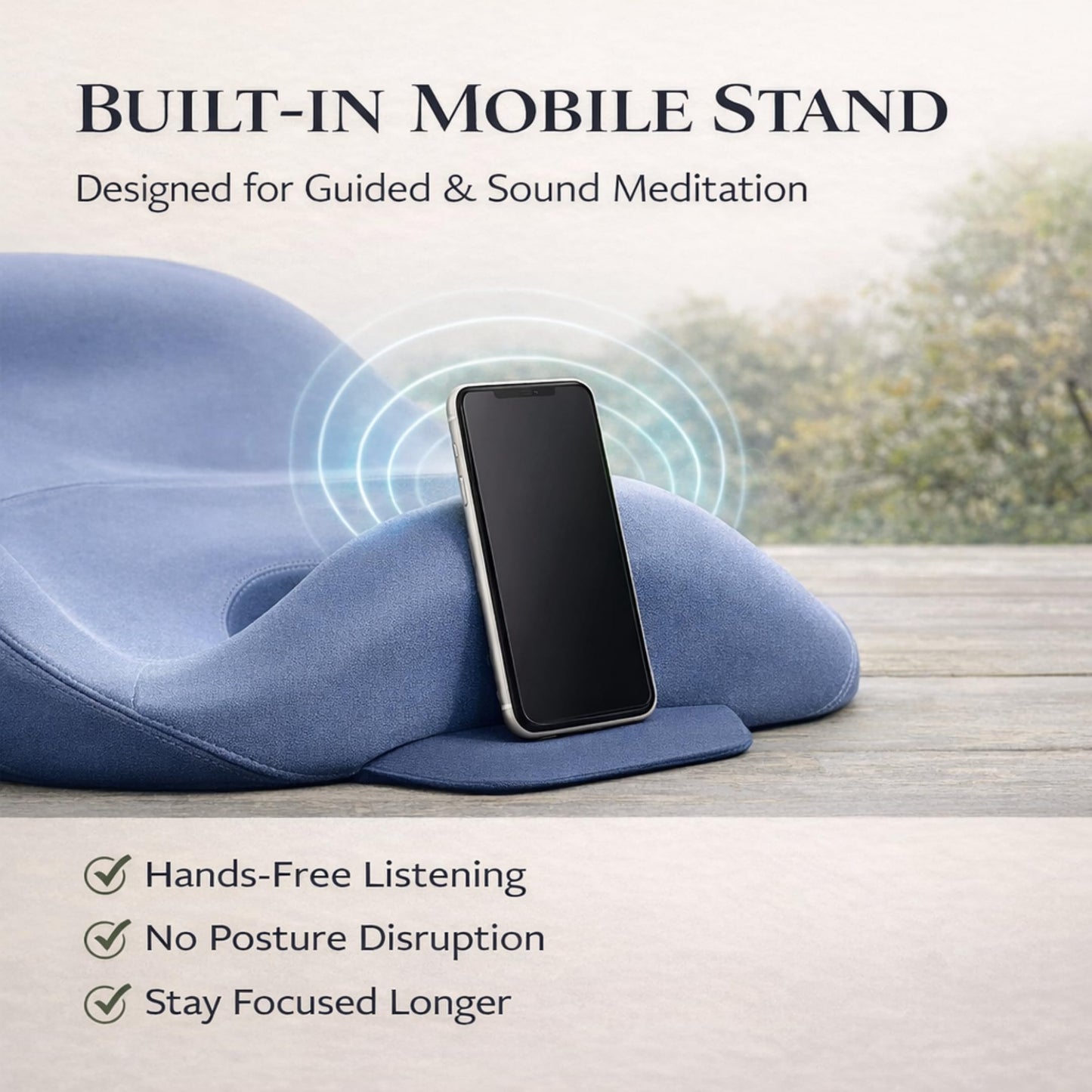 Ergonomic Zen Mind Meditation Cushion, Memory Foam, Portable Design with Handle, Pressure Dispersing Support for Meditation, Mindfulness & Posture Alignment (Blue, Large)