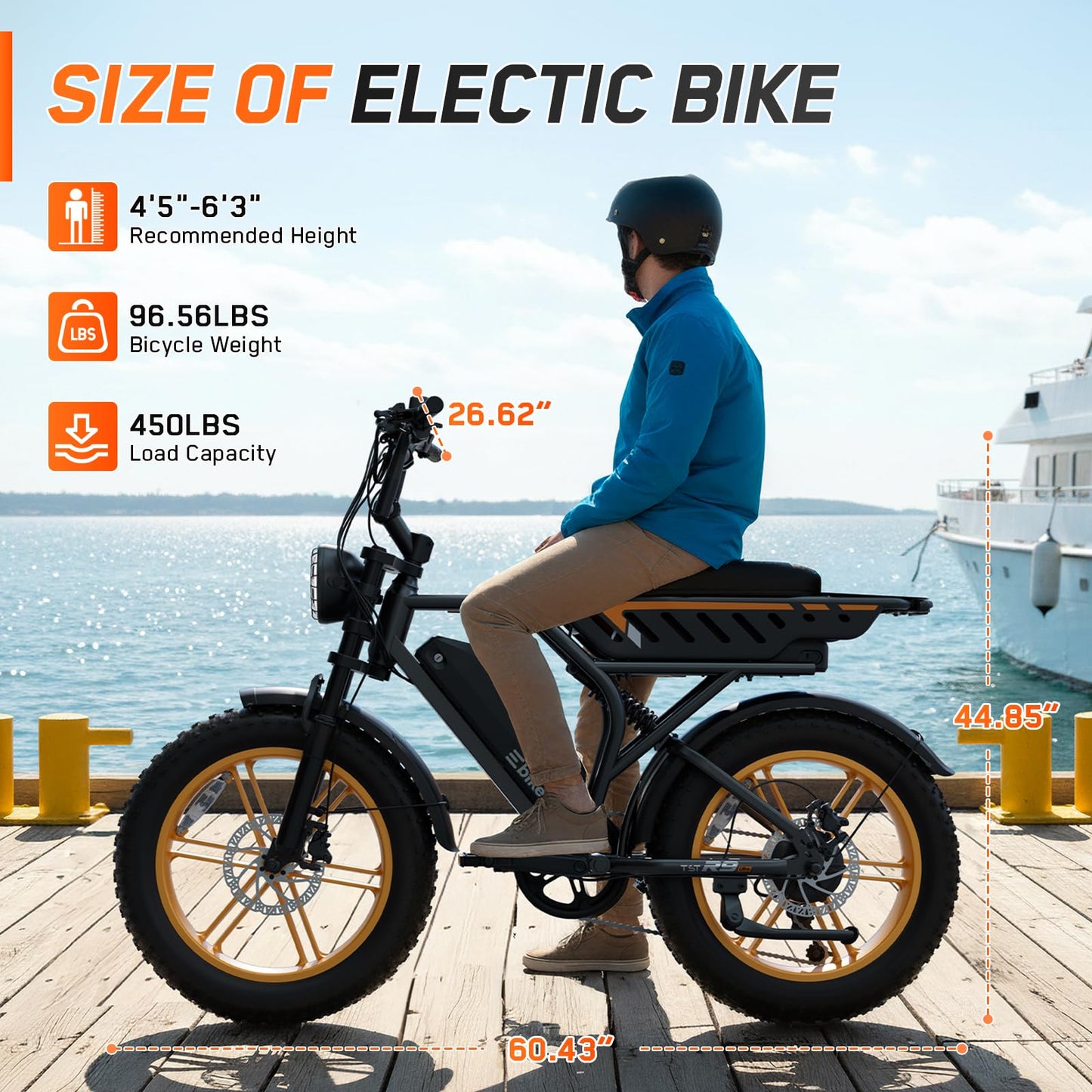 Electric Bike for Adults, 1500W Peak Motor Retro E Bike, Removable 48V 15Ah Battery, 20"x4.0 Fat Tire, 30 MPH Max Speed, 65 Miles Range, Ebike with Suspension, Fashion Design Wheels Hub Yellow