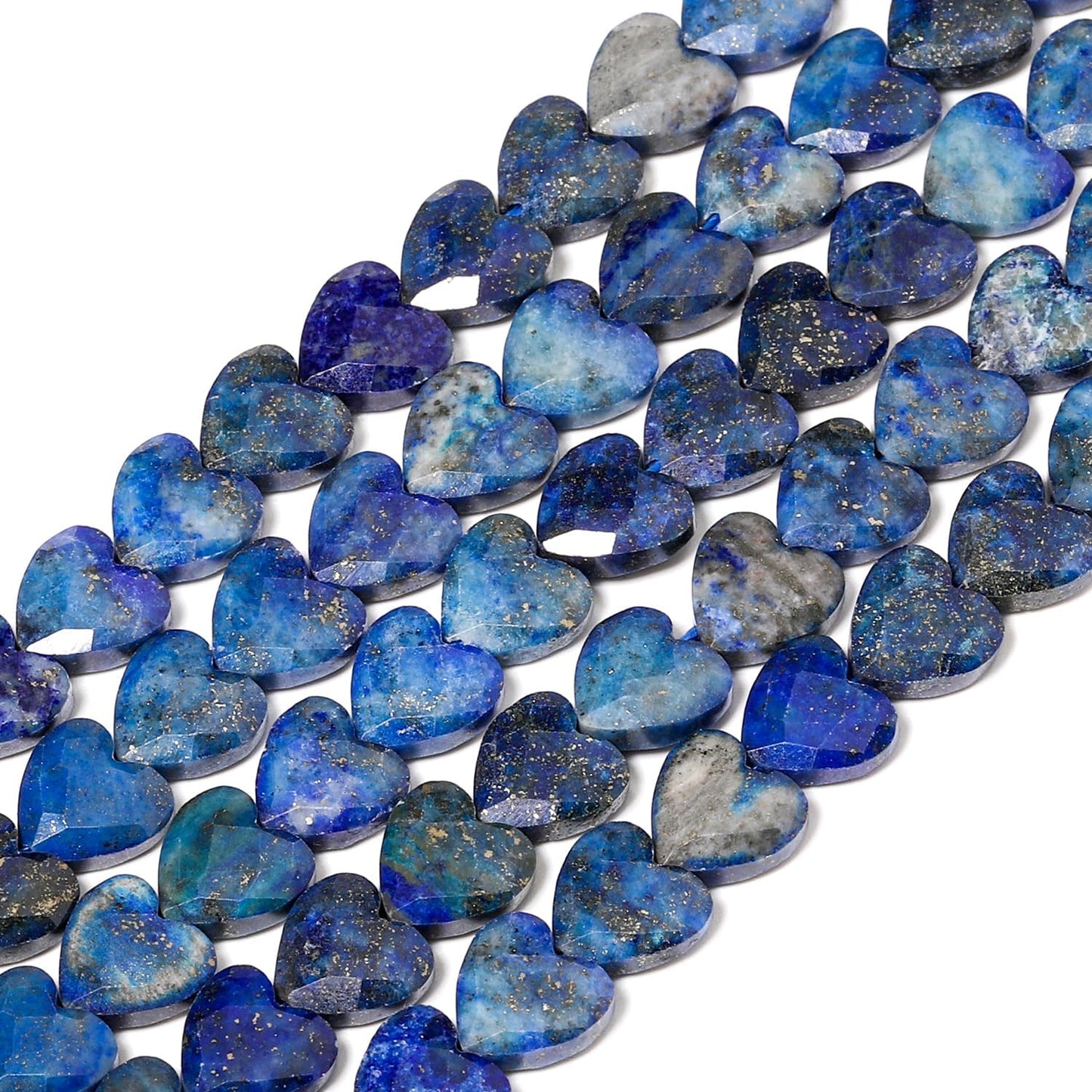Nitopupu 22pcs Faceted Heart Stone Beads Natural Lapis Lazuli Bead 8mm Crystals and Healing Stones for Jewelry Making Supplies,Friendship Bracelet Kit,Love Gifts