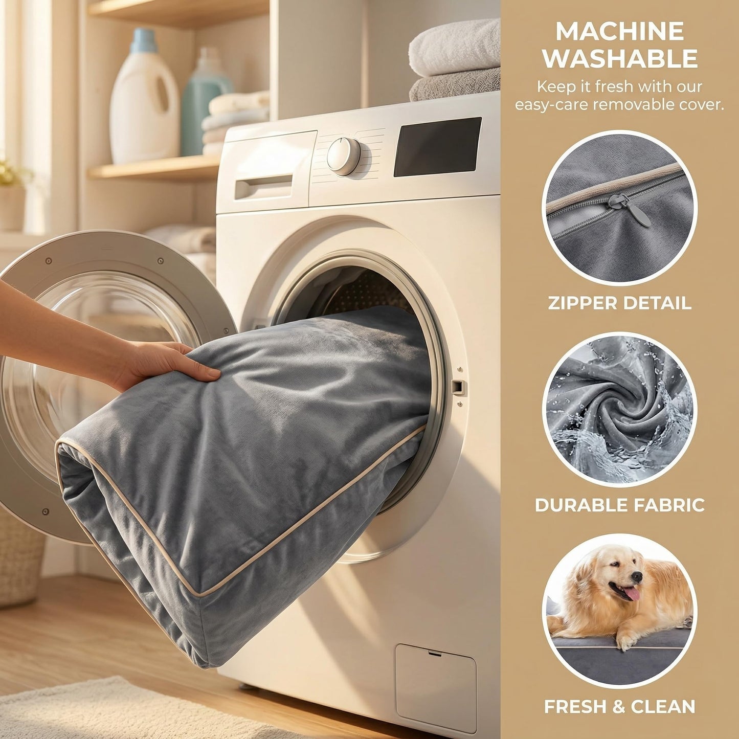 PetFun Jumbo Orthopedic Dog Bed for Large Dogs - 7-inch Thick Memory Foam Dog Bed with Pillow Removable Cover Machine Washable, Giant | 50 inch, Dark Gray