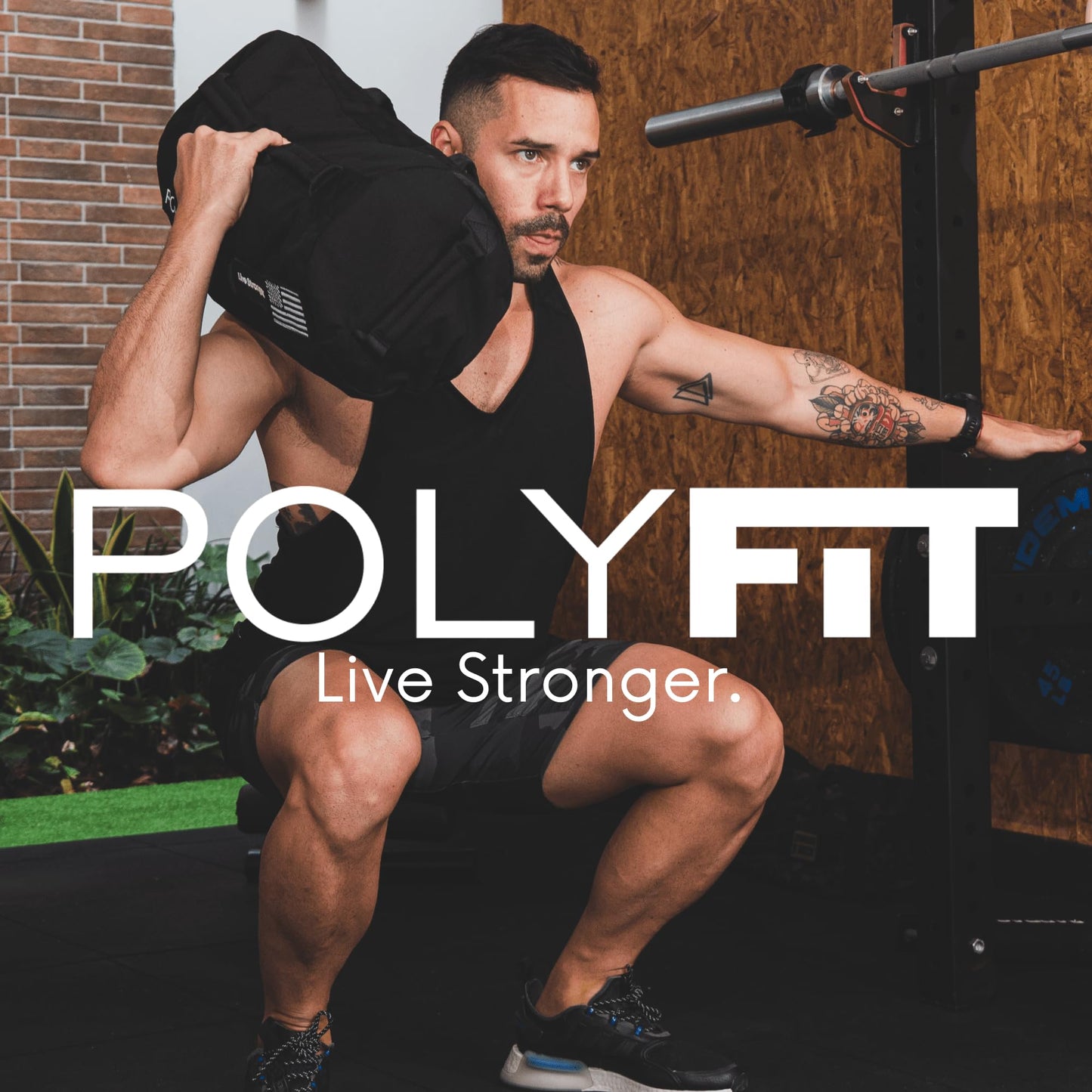 Polyfit Sandbag Pro - Workout Sandbag with Triple Closure Filler Bag and Reinforced Nylon Webbing - Black - 40LB