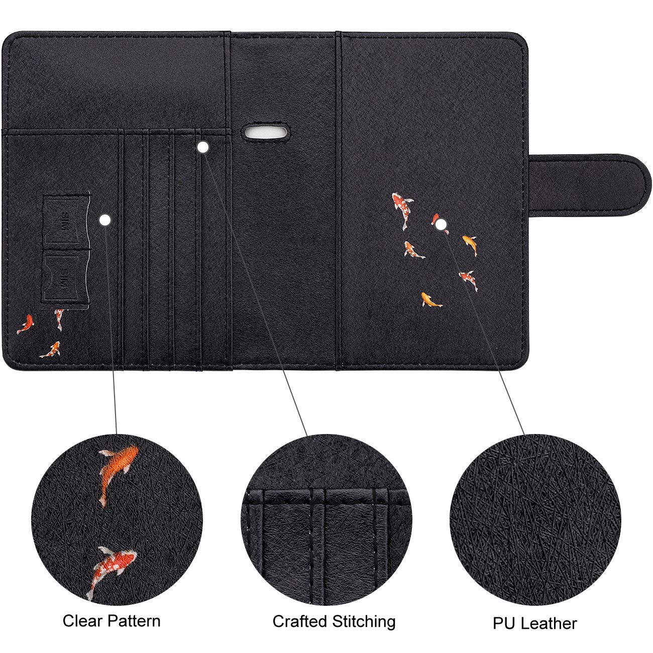 WALNEW Passport Holder for Travel, RFID Passport Cover Wallet for Women Men, PU Leather Passport Book Card Holder Case with Pen (Buckle Closure, Buckle-Carp)