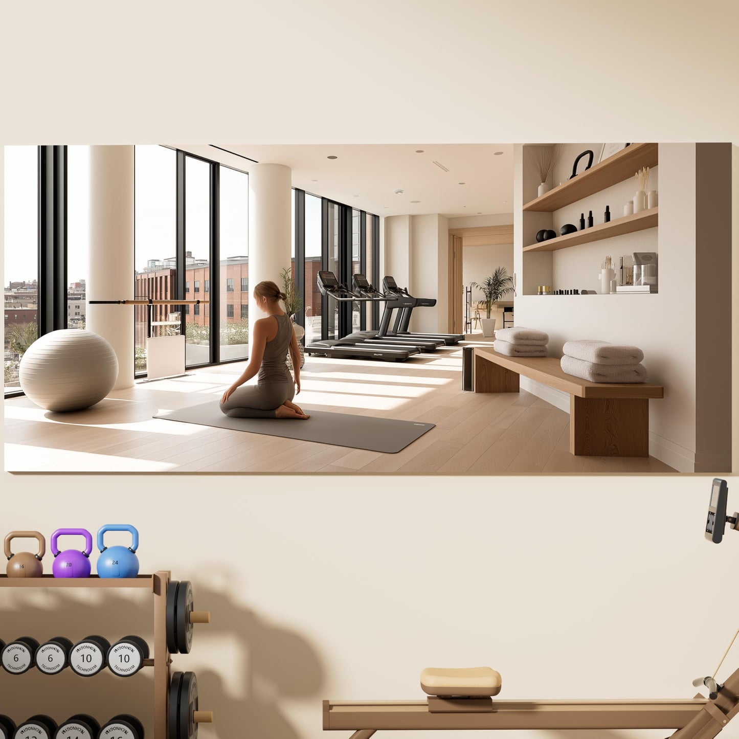 Hasipu Home Gym Workout Mirror 79" L x 35" W-1pcs Large Full Length Mounted Full Body Frameless Mirror for Workout, Yoga, Garage, Bedroom, Dance