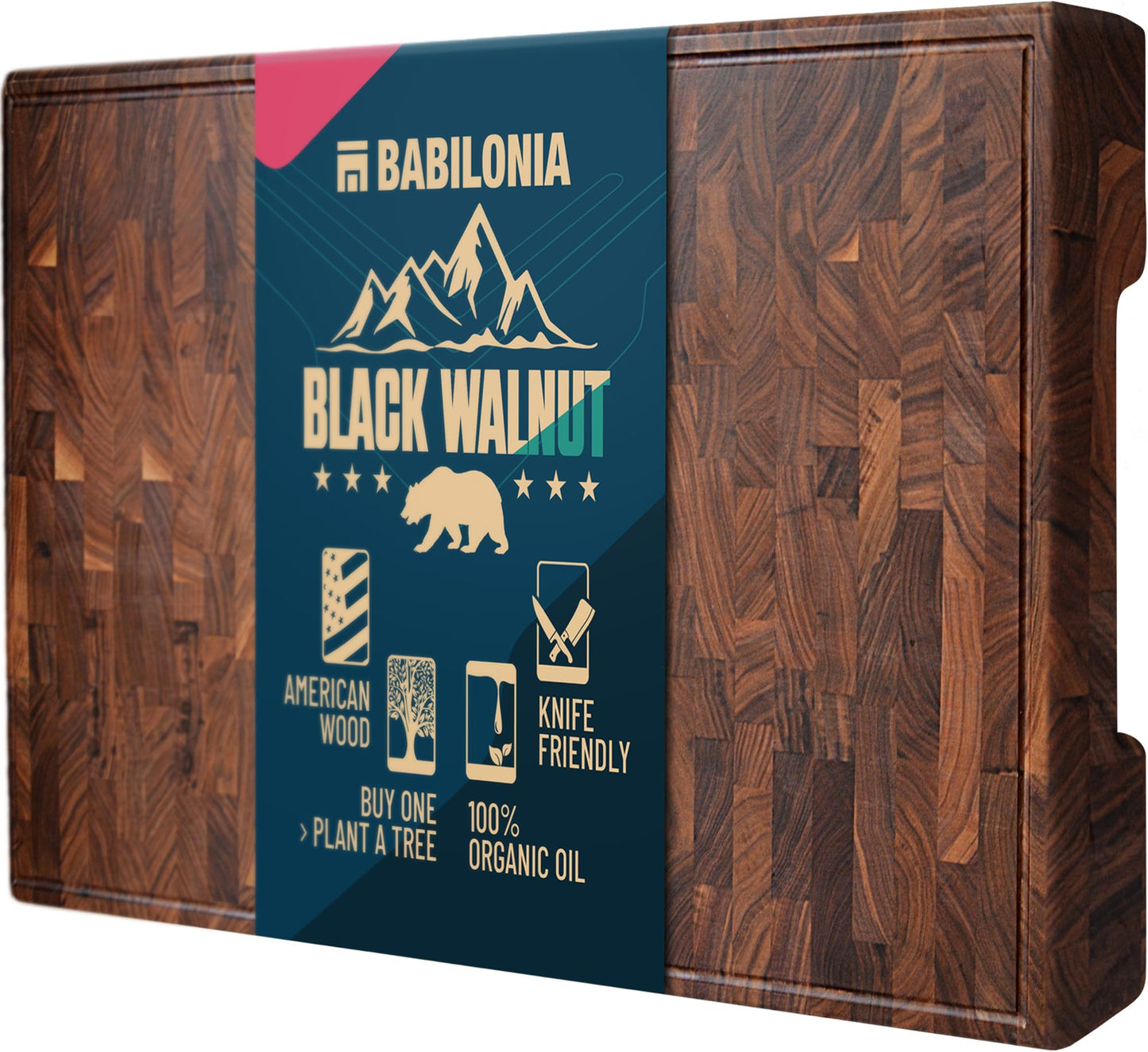 Walnut Cutting Board and Charcuterie Boards with Handles - Babilonia Premium Wood Cutting Boards for Kitchen and Acacia Wooden Charcuterie Board Large