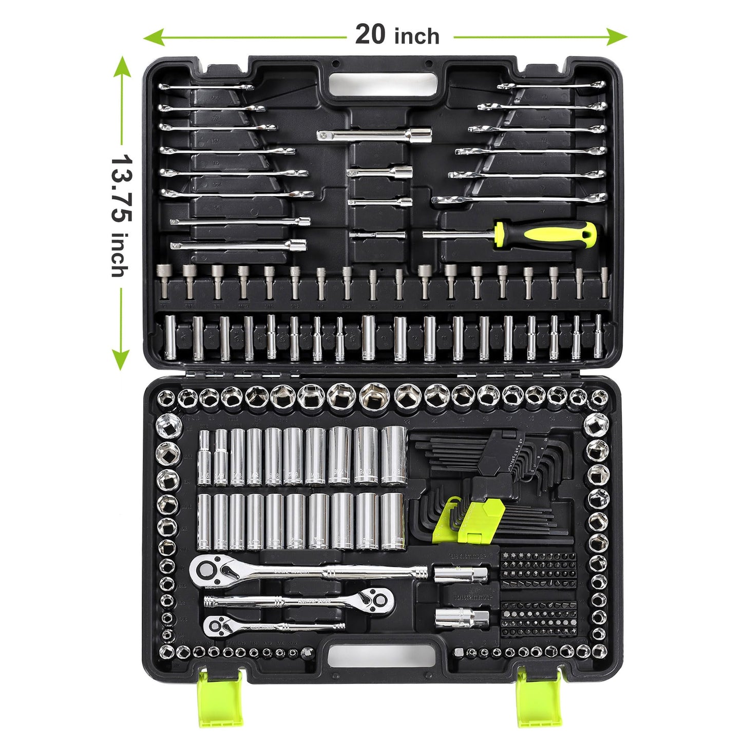 FASTPRO 249-Piece Mechanics Tool Set, 1/2", 3/8", 1/4" Socket Set, SAE and Metric Socket Wrench Set, Include Combination Wrenches, Ratchets, Hex Keys, Tool Kit for Auto Repairs and Maintenance