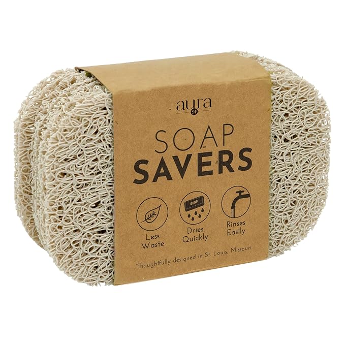 S&T INC. Bar Soap Holder for Kitchen, Bathroom, and Soap Dish, 4 Pack, Cream, 2.9 inches by 4.4 inches