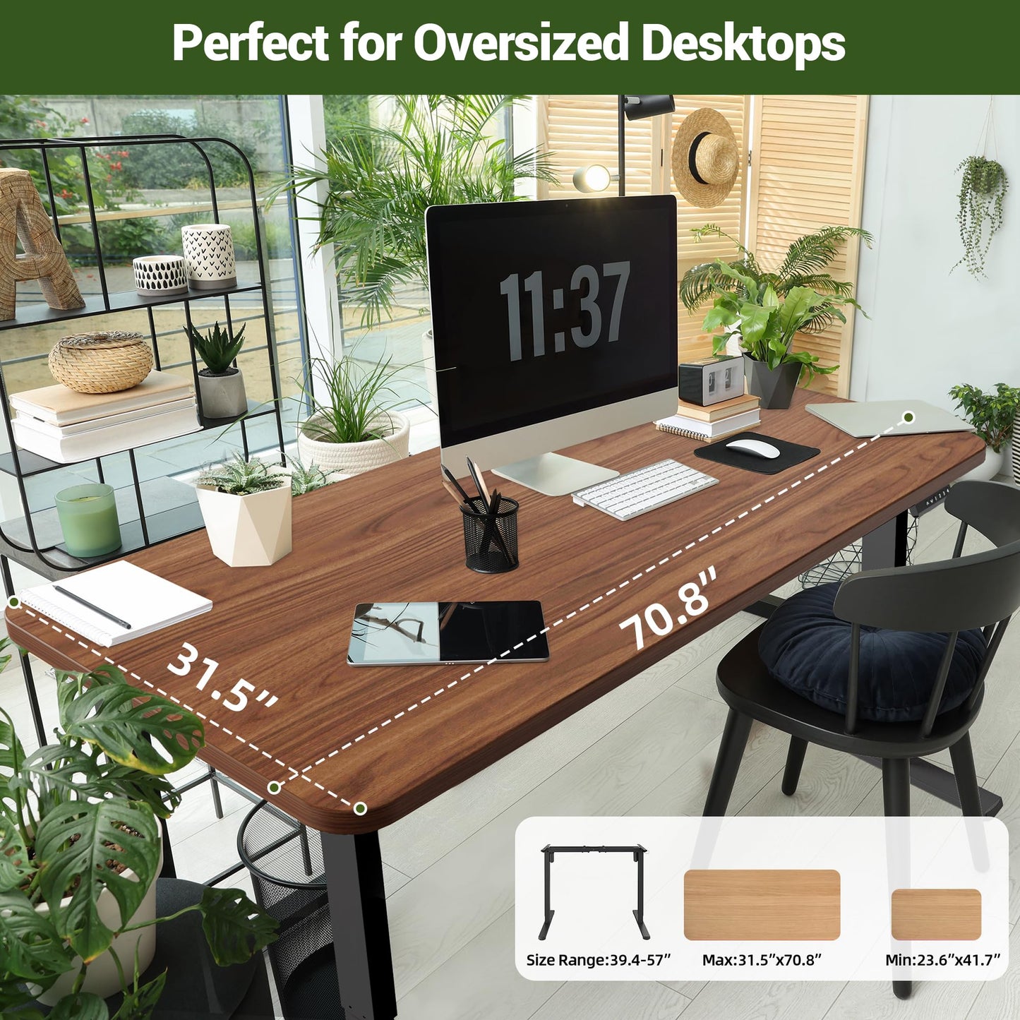 PiomuDek Standing Desk Frame with 330lbs Powerful Dual Motor, Electric Adjustable Height Computer Desk Legs, Sit Stand Up Desk Base with Memory Controller, for Home Office, Black,ED04NB (Frame Only)
