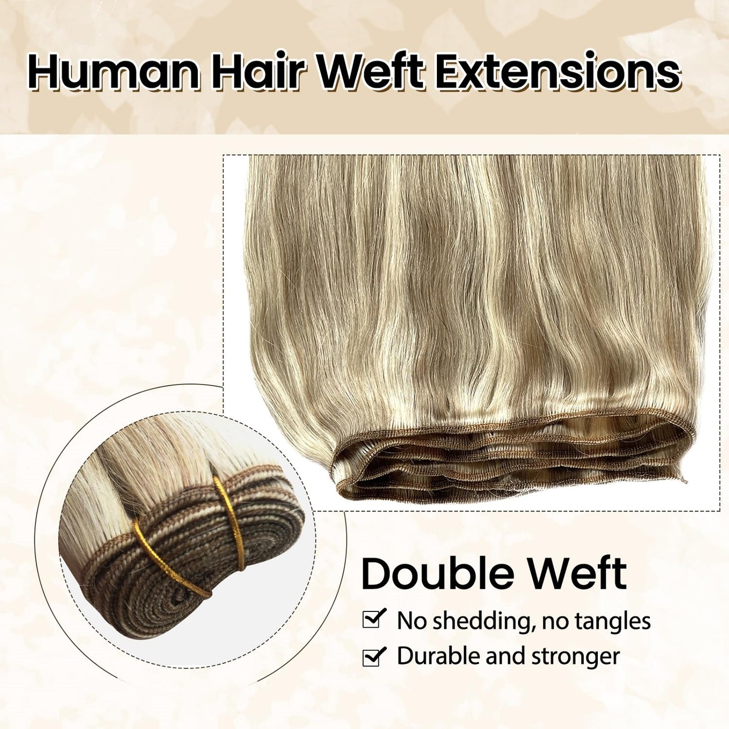 Sew in Hair Wefts Human Hair Extensions Balayage Blonde Highlights to Platinum Blonde Hand Tied Weft Hair Extensions Human Hair 14 Inch Double Weft Sew in Hair Extensions Real Human Hair Full Head
