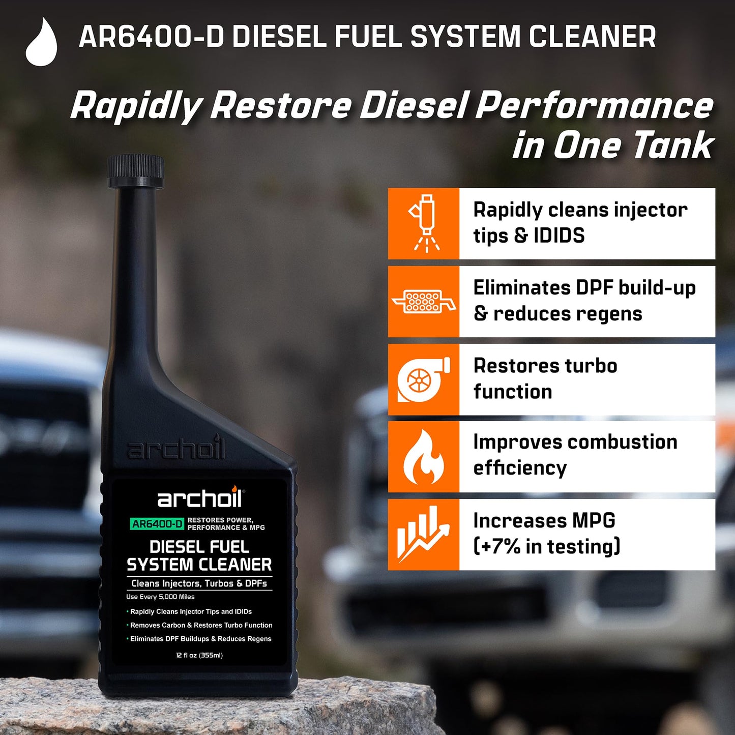 Archoil AR6400-D Diesel Fuel System Cleaner (12 oz) Deep Clean - Injector Cleaner, Turbo & DPF Deposit Control