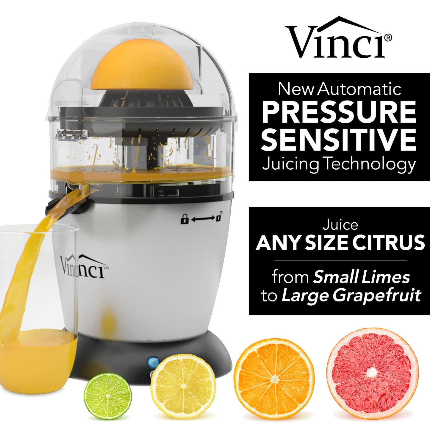 Vinci Breakfast Beverage Bundle: Hands-Free Electric Citrus Juicer & Micro Cafe K-Cup Brewer – Automatic Orange Squeezer Machine Plus Compact Single Serve Coffee Maker perfect for Coffee & Juice