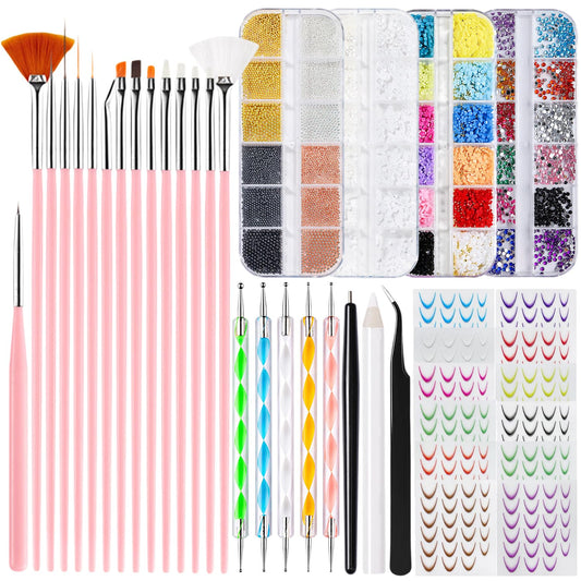 GZMAYUEN Nail Charms Nail Stickers Kit, 4 Boxes Nail Art Rhinestones Pear, 12 Sheets French stickers for Nails, 3D Nail Art Design Kit Nail Decorations for Women