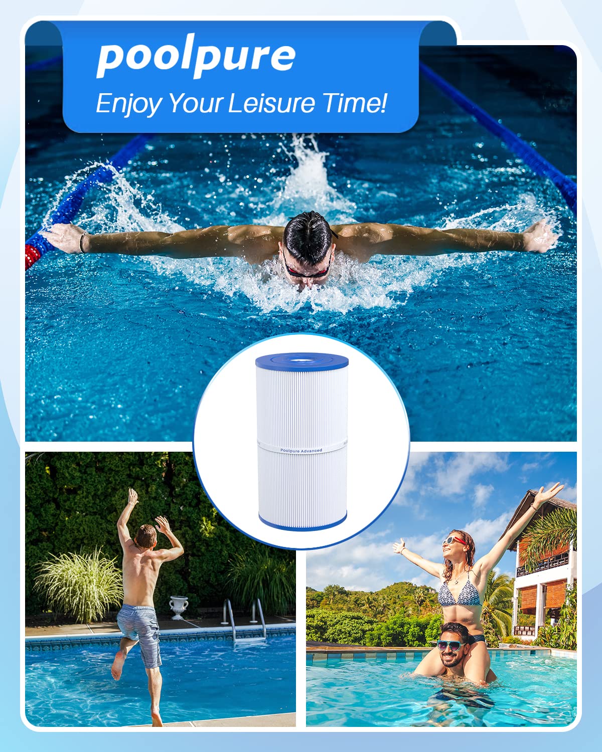 POOLPURE C-6430 Spa Filter Replaces 31489, PWK30, Filbur FC-3915, P/N0969601, 71825, 73178, 73250, 30 sq. ft. Hot Spring Spa Filter 3 Pack