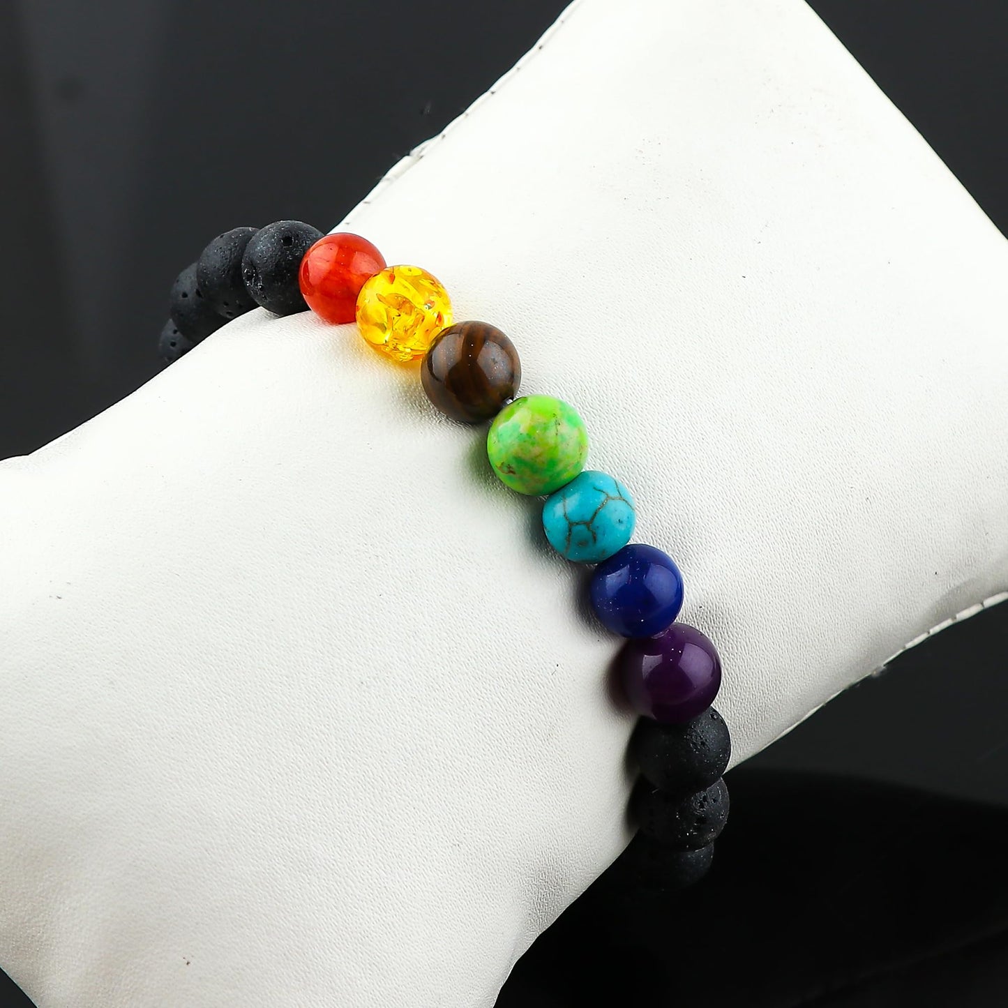 CRYSTALIS 7 Chakra Charged Stones Bracelet, Essential Oil Aromatherapy Mix Crystals Bracelet, Zodiac, Spiritual Jewelry - 8mm Beaded Bracelet for Women Men Unisex - Elastic Adjustable Size