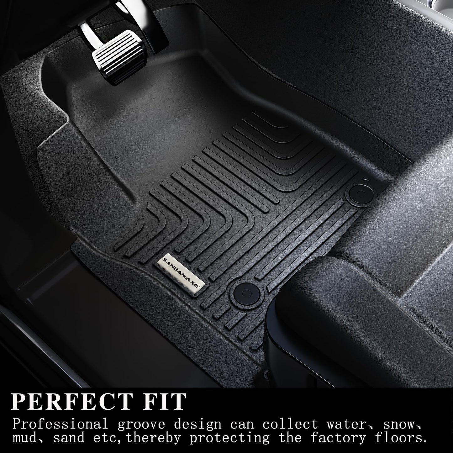 SANBAN-AXE Floor Mats for 2021-2024 2025 Chevrolet Suburban 7 Seats (2nd Row Bucket Seats)（not fit 8 Seats）/ GMC Yukon XL(Only XL) & Trunk mat TPE Floor Liners & Cargo Liner for Chevy