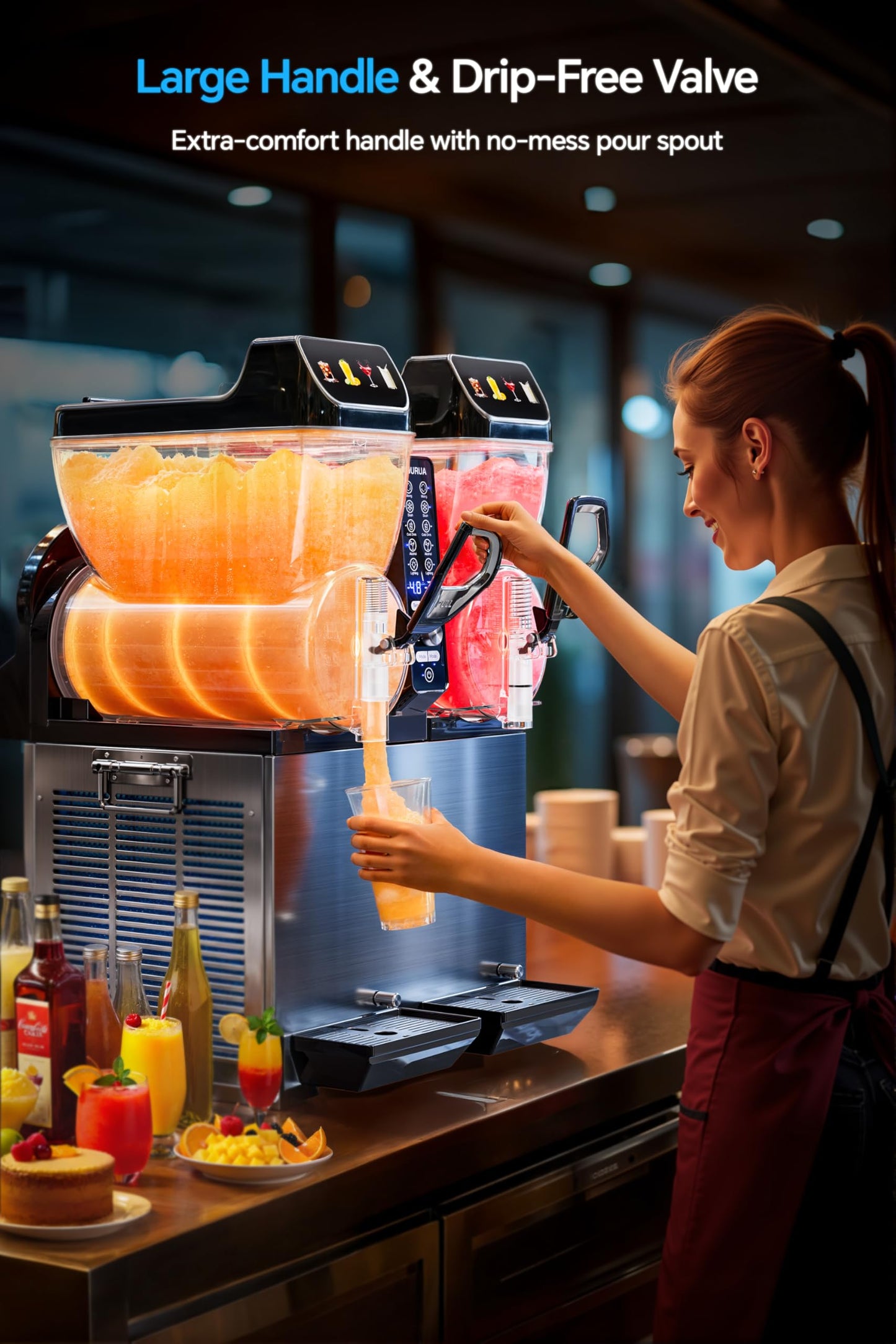 Tourua Commercial Slushie Machine, Margarita Daiquiri Wine Frappe Slush Frozen Drink Machine, 30L
