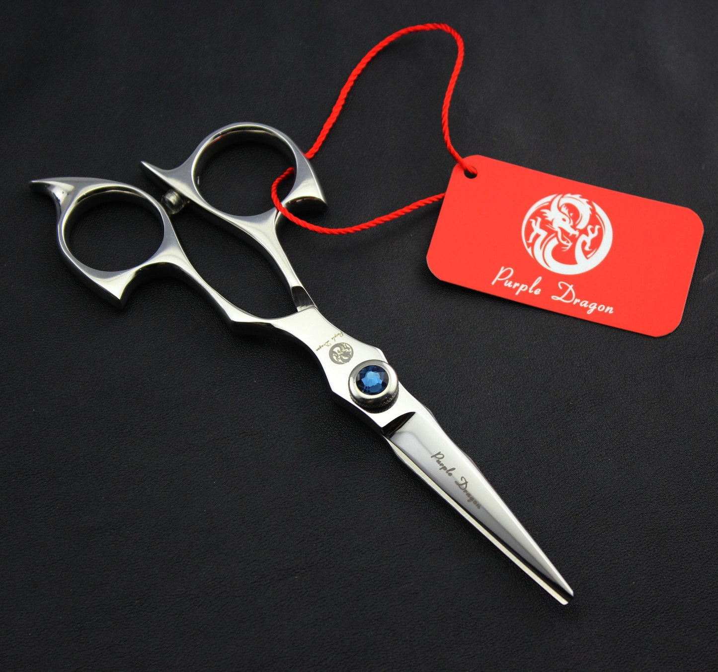 Purple Dragon 5.0 inch 440C Sliver Salon Hair Cutting Scissors Barber Shears with Bag- Perfect for Professional Hairdresser