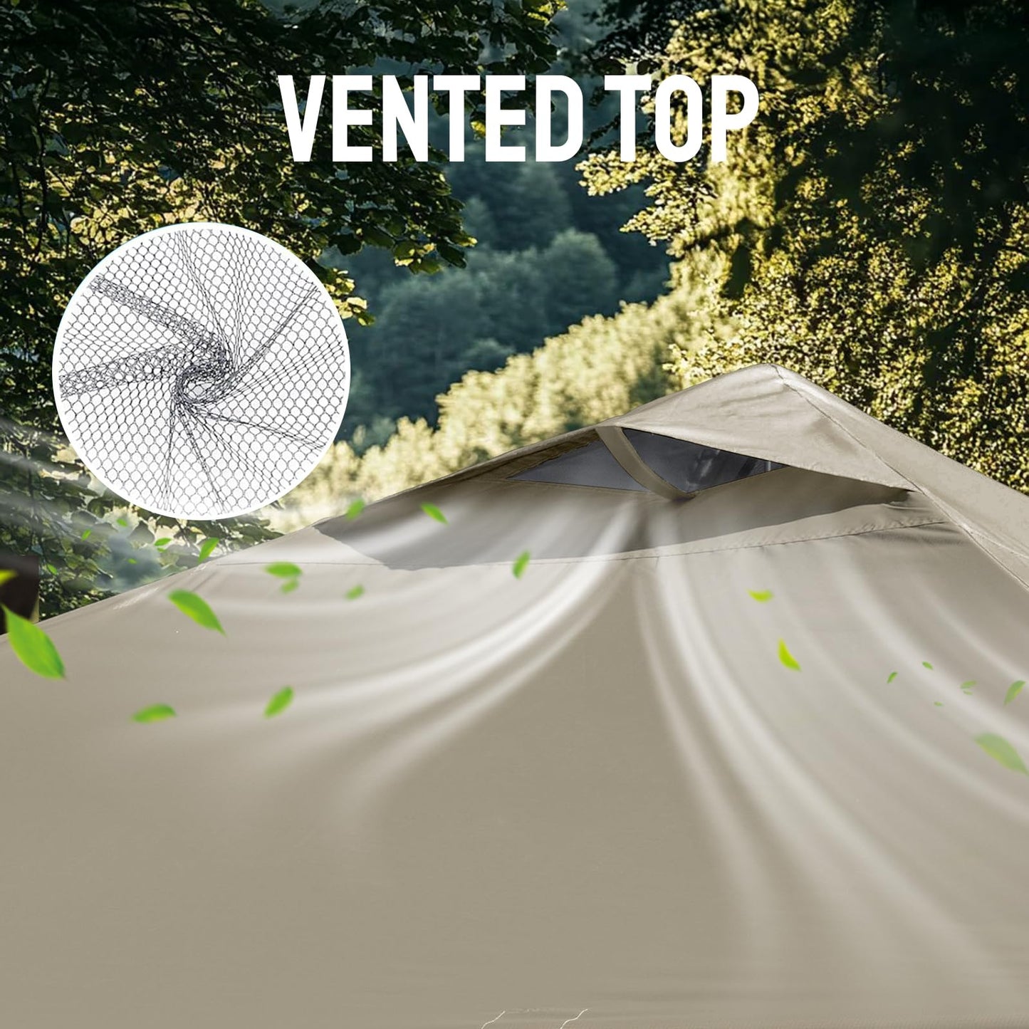 CROWN SHADES 10x10 Pop Up Canopy Tent - Patented Center Lock One Push Instant Outdoor Canopy Beach Tent with STO-N-Go Bag 8 Stakes & 4 Sand Bags，Khaki