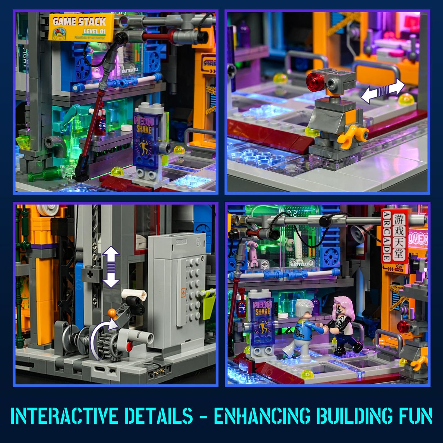 Lumibricks Cyberpunk Game Stack Lighting-Building-Bricks Set - Cyberpunk Neon City Future Gaming Room Street View Collection LED Light Model Set 2580 Pcs for Adults and Sci-fi Lovers