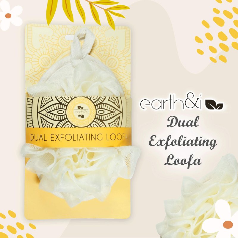 Earth & I - Dual Side Exfoliating Loofah for Fast and Effective Deep Cleaning, Loofah Body Scrubbers, Face Exfoliator Pad, Wash Sponge for Showering, Bath Loofahs, Travel Body Scrubber, lufas lofa