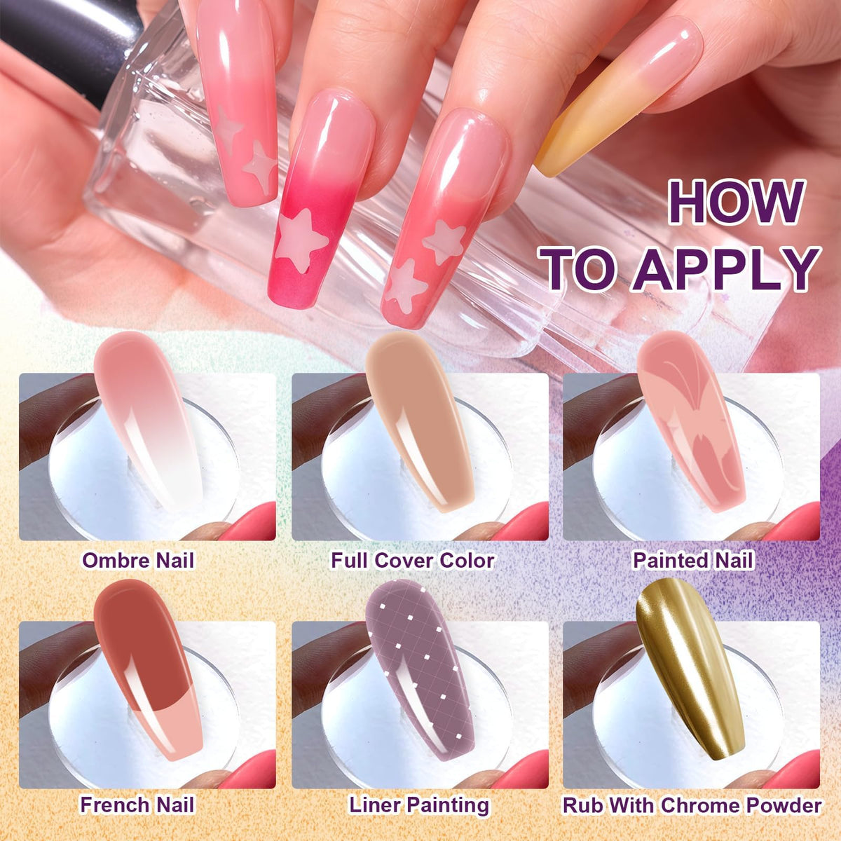U-Shinein Gradient Painting Gel, 9 Colors Ombre Gel Nail Polish for Pigment Pat Nails Aura Nails French Manicure Soak Off UV Long-lasting Home Salon DIY Nail Art Monet’s Garden