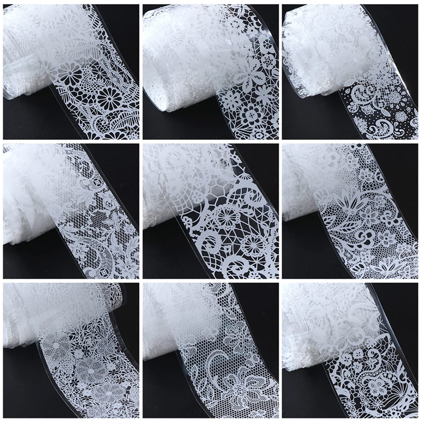 Nail Foil Transfer, DANNEASY 30 Roll Black White Laser Lace Retro Foils Nail Stickers Holographic Nail Art Foil Transfer Starry Sky Nails Art Design Stickers Decals for Women Kids