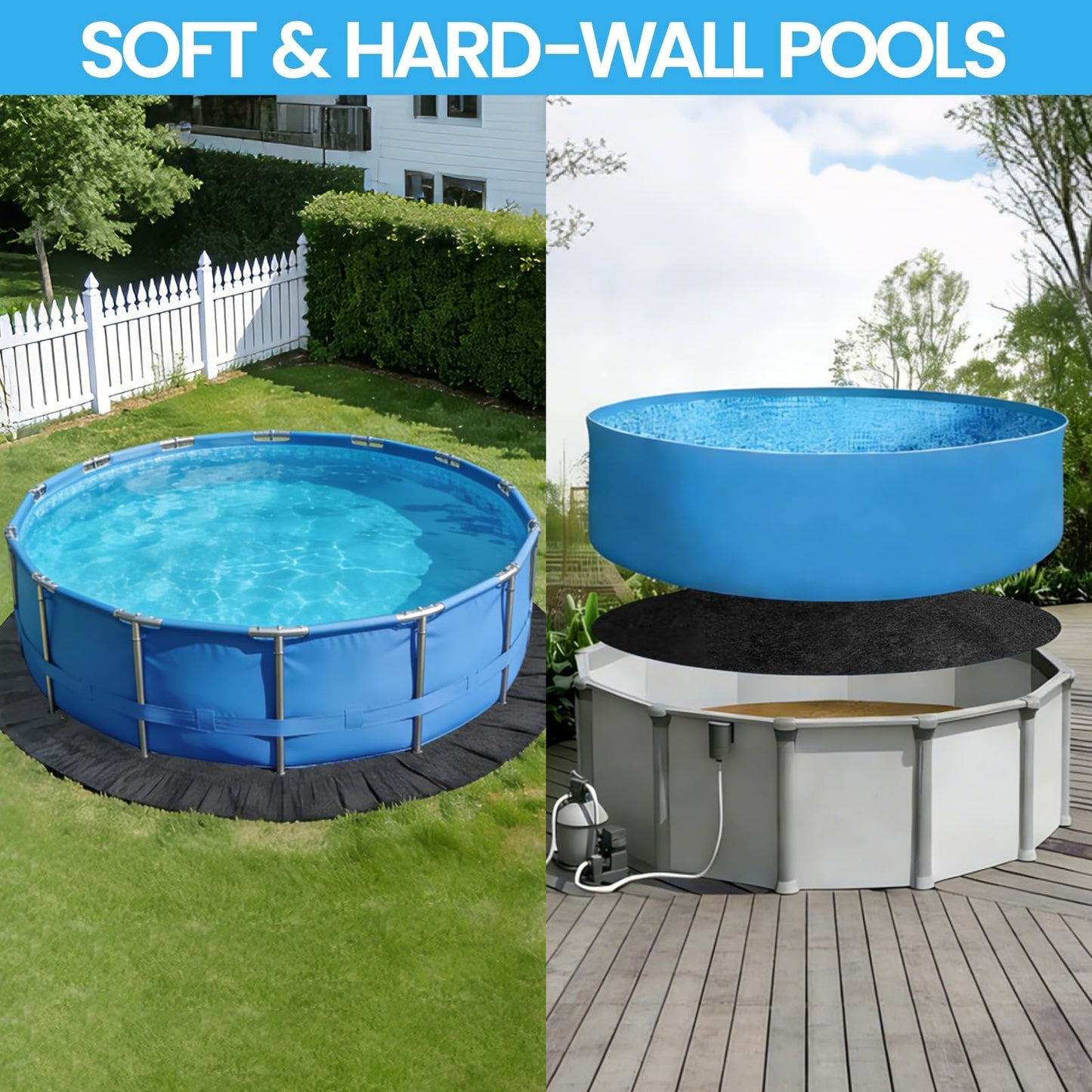 Poolvio 15-Foot Round Above Ground Pool Liner Pad, Geotextile Under Padding, Extends Liner Life, Puncture & Weed Barrier, Eco-Friendly Fabric