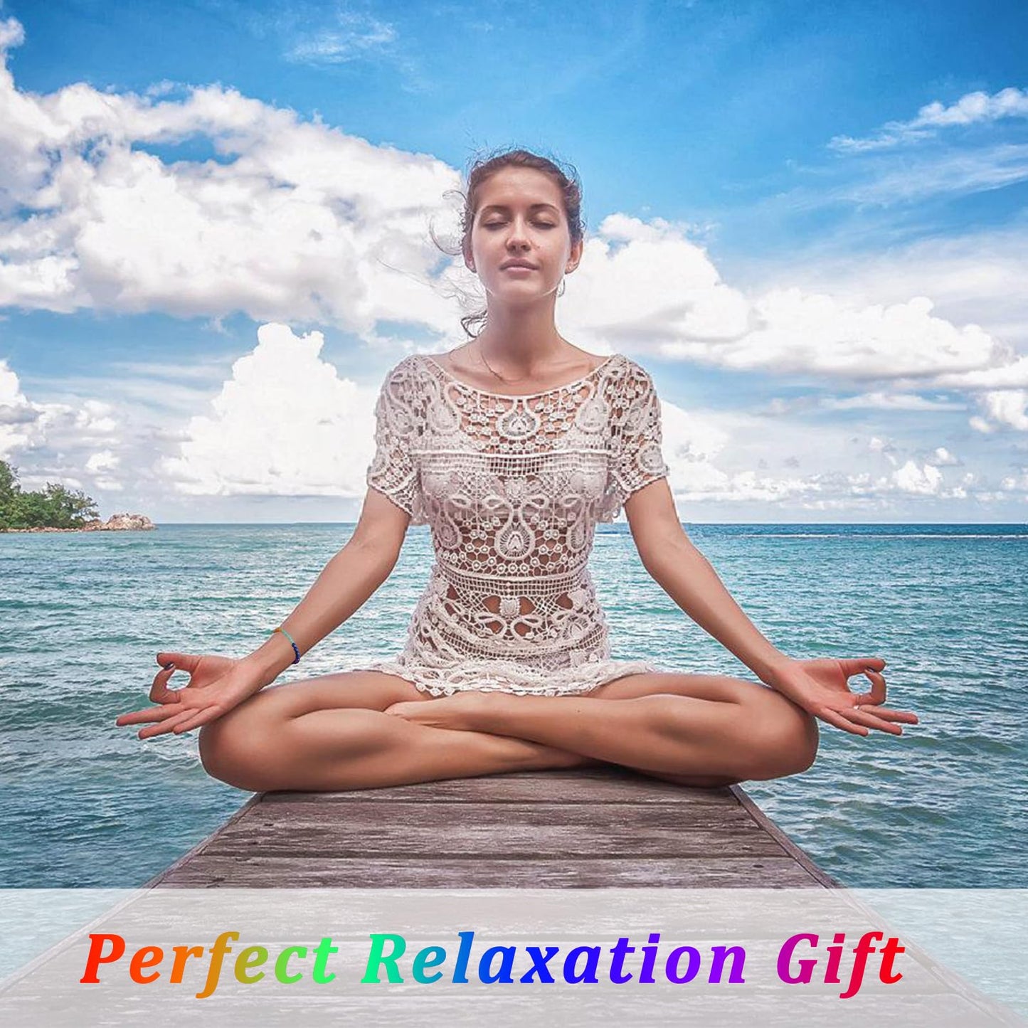 Sheplus Relaxation Gifts for Women - 7 Chakra Gemstone Bracelet for Women Men, Natural Crystal Beads with 925 Sterling Silver Toggle Clasp,Yoga Meditation Energy Jewelry