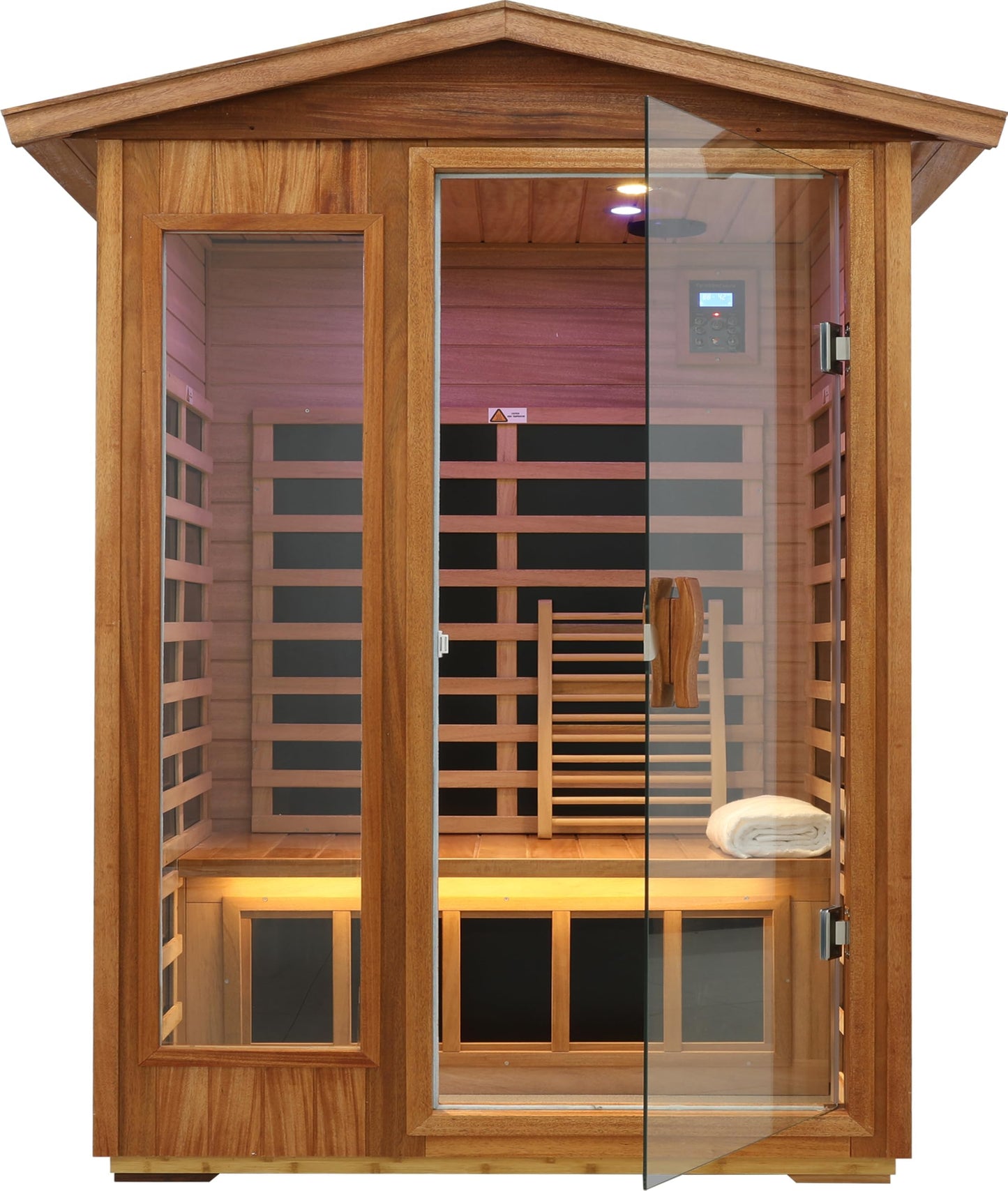 LTCCDSS Ultra-Low EMF Outdoor Sauna 2 Person, Mahogany Far Infrared Sauna for Home EMF Average 0.5 mG, Chromotherapy, Bluetooth Speaker