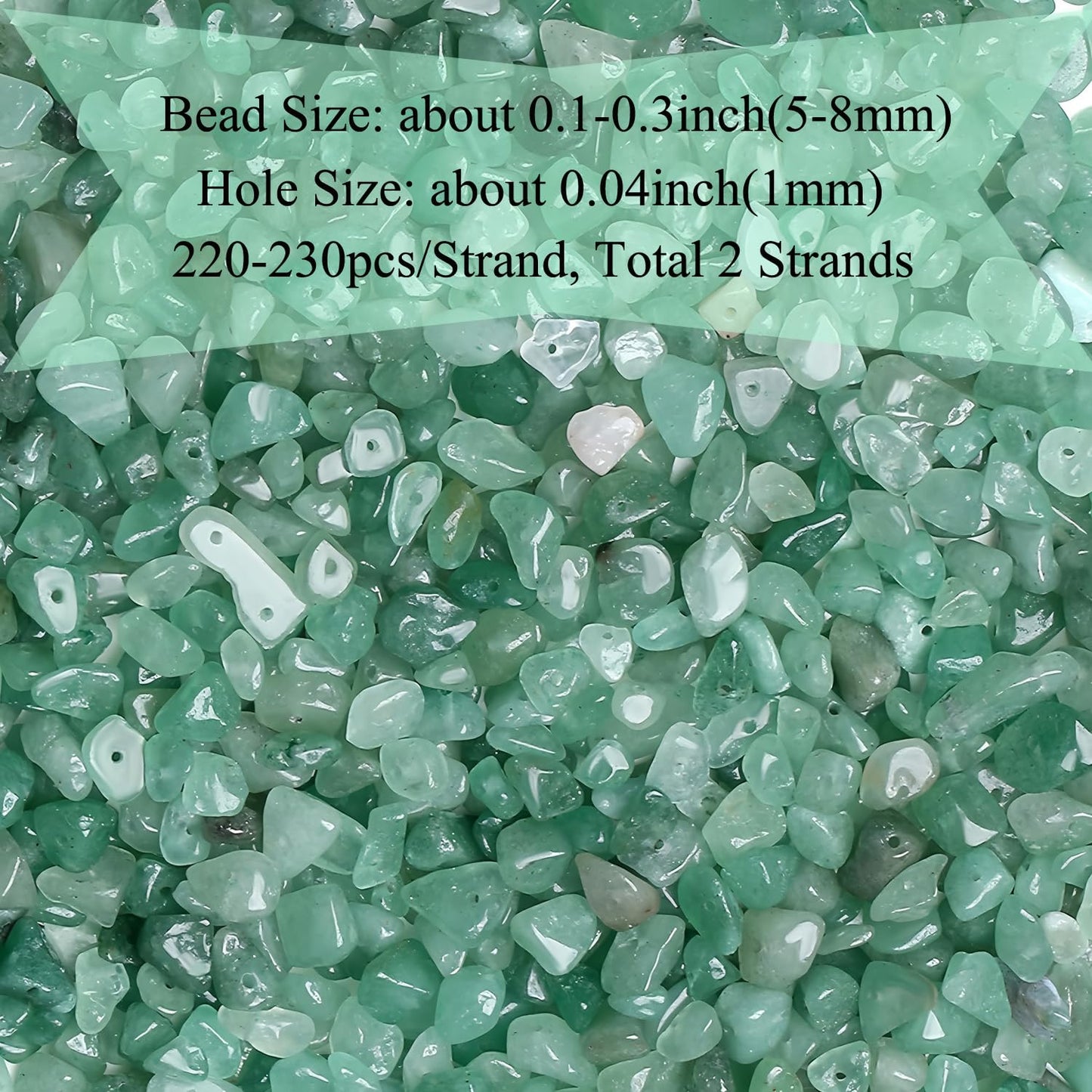 Natural Chip Stone Beads 450pcs Green Aventurine Chips 5-8mm Genuine Real Irregular Healing Crystal Rocks Hole Drilled DIY Loose Gemstone Beads for Jewelry Making Bracelet Earrings Necklace Crafting