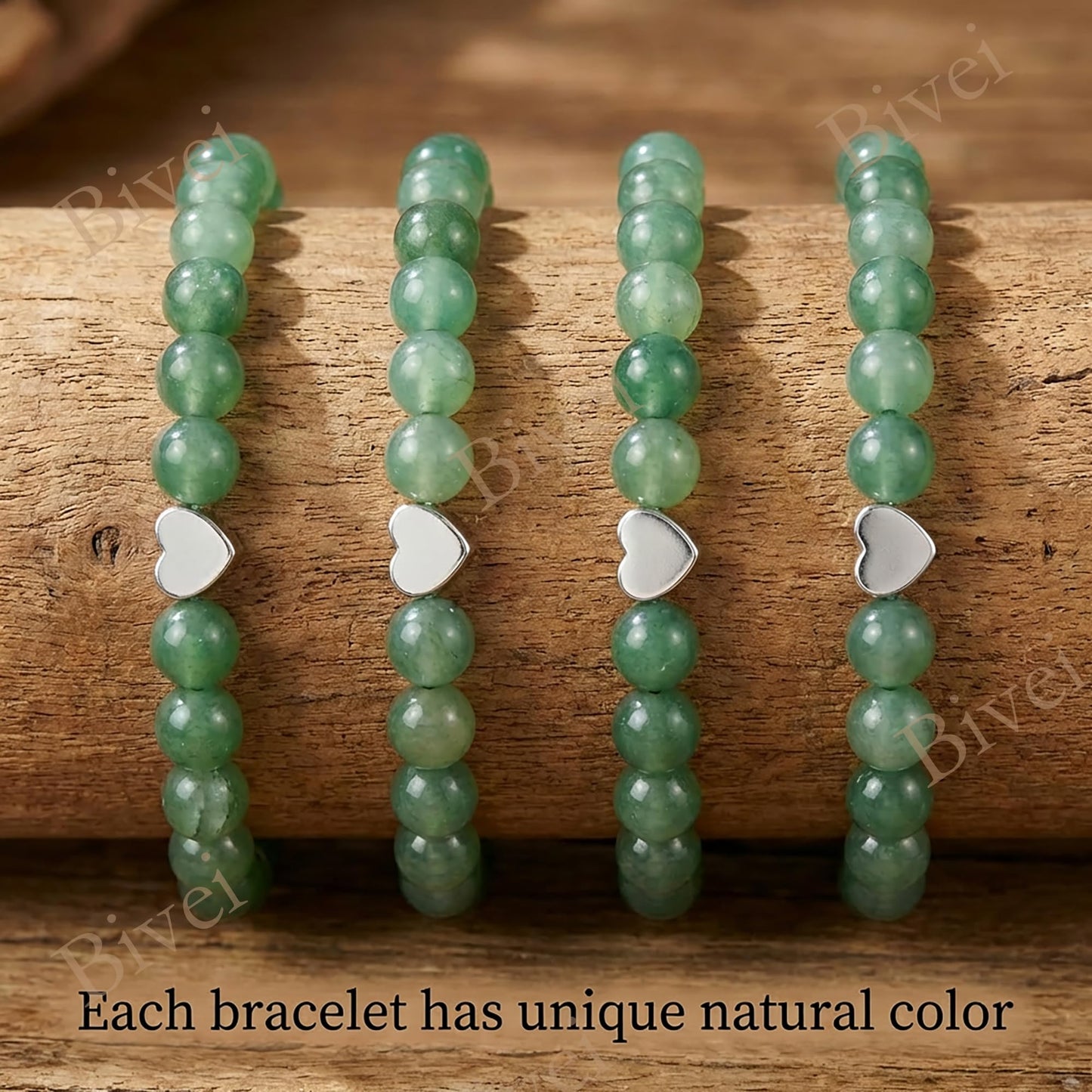 Bivei 6mm Green Aventurine Crystal Stretch Bracelets for Women, Handmade Natural Stone Beaded Bracelet, Yoga Protection Jewelry Gift