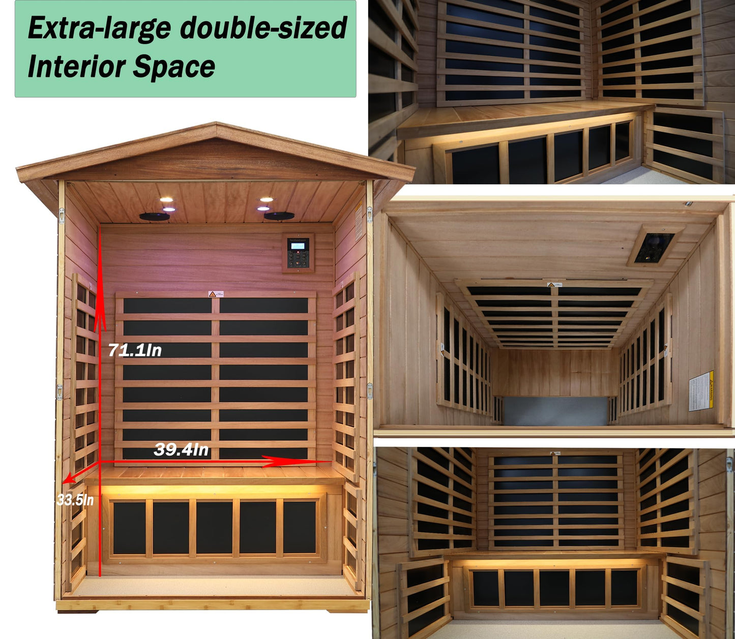 LTCCDSS Ultra-Low EMF Outdoor Sauna 2 Person, Mahogany Far Infrared Sauna for Home EMF Average 0.5 mG, Chromotherapy, Bluetooth Speaker