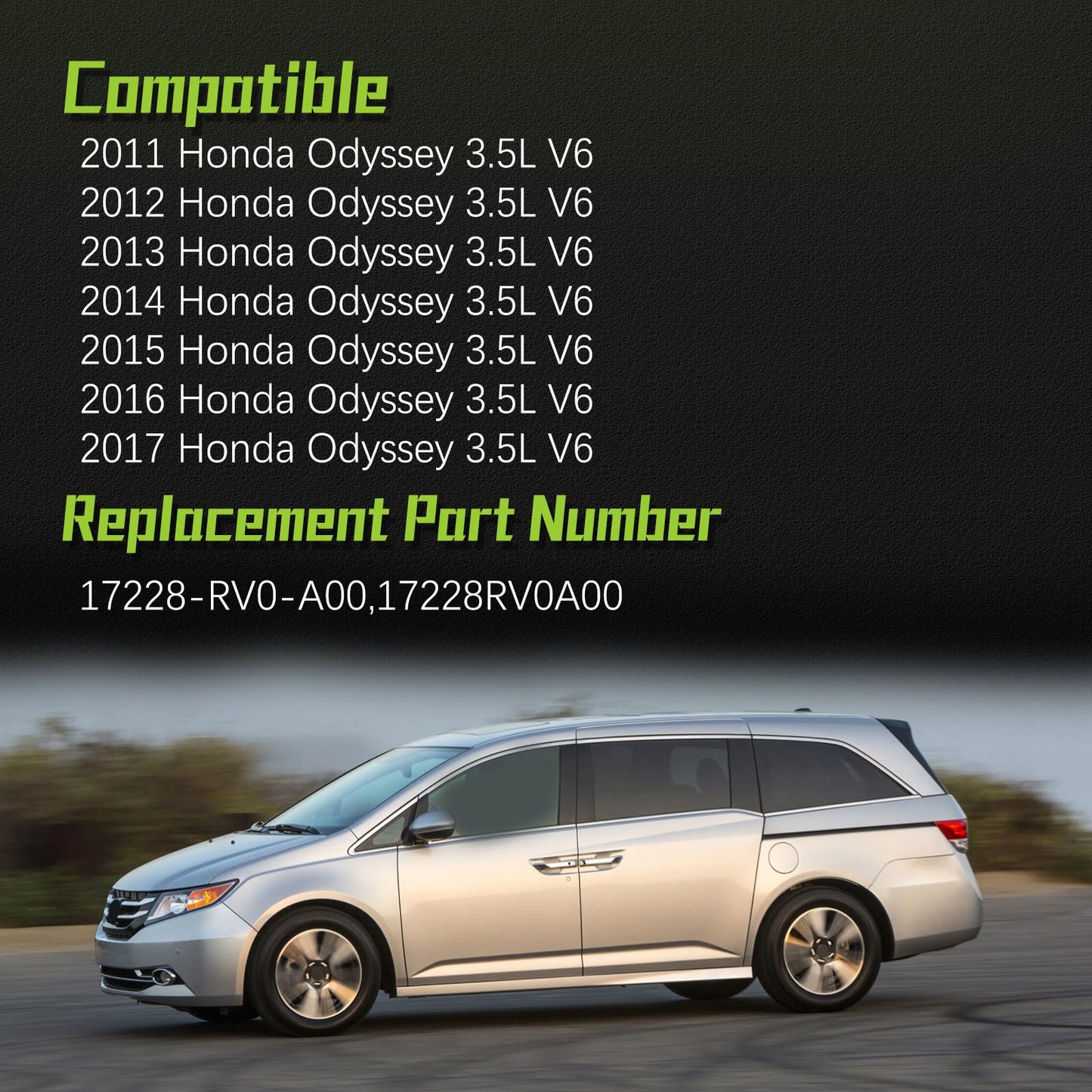 17228-RV0-A00 Engine Air Intake Hose Tube With Clamps for 2011-2017 Honda Odyssey 3.5L V6 17228RV0A00