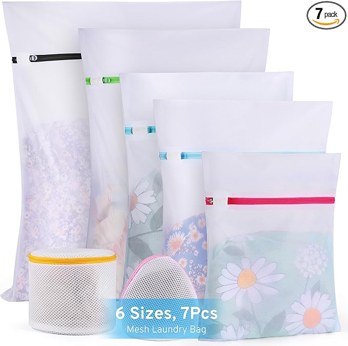 Ultimate 7 Pack 6 Size Mesh Laundry Bags Set for Delicates with AUTO-Lock Zipper, Lingerie Bags for Washing Delicates, Laundry Bags Mesh Wash Bags, Delicates Laundry Bag for Jeans,Blouse,Stocking,Bra