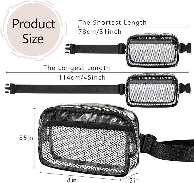 VOROLO Fanny Pack For Women And Men Crossbody Bag Belt Bag with Adjustable Strap Graduation Gifts Clear Pink-1