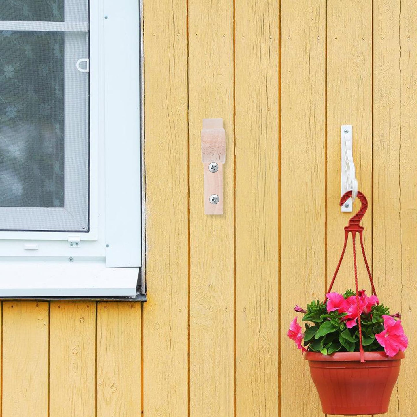 Yardwe 2pcs Wall-Mounted Plant Hooks, Wood Flowerpot Hanging Brackets for Indoor Outdoor Garden, Lantern and Wind Chime Holder, Patio Plant Hanger Hooks
