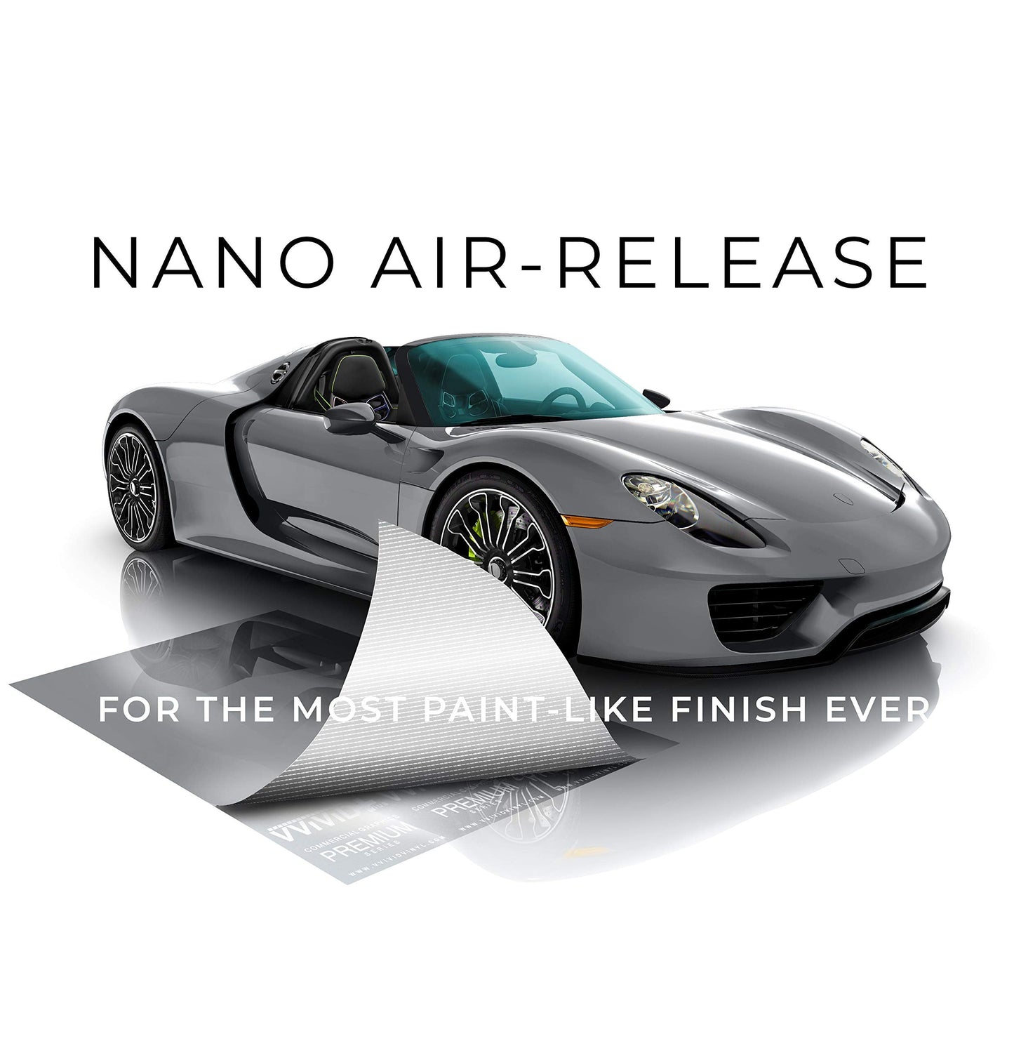 VViViD+ Ultra Gloss Nardo Dark Grey Vinyl Car Wrap Premium Paint Replacement Film Roll with Nano Air Release Technology, Stretchable Protective Cap Liner, Self Adhesive (50ft x 5ft)