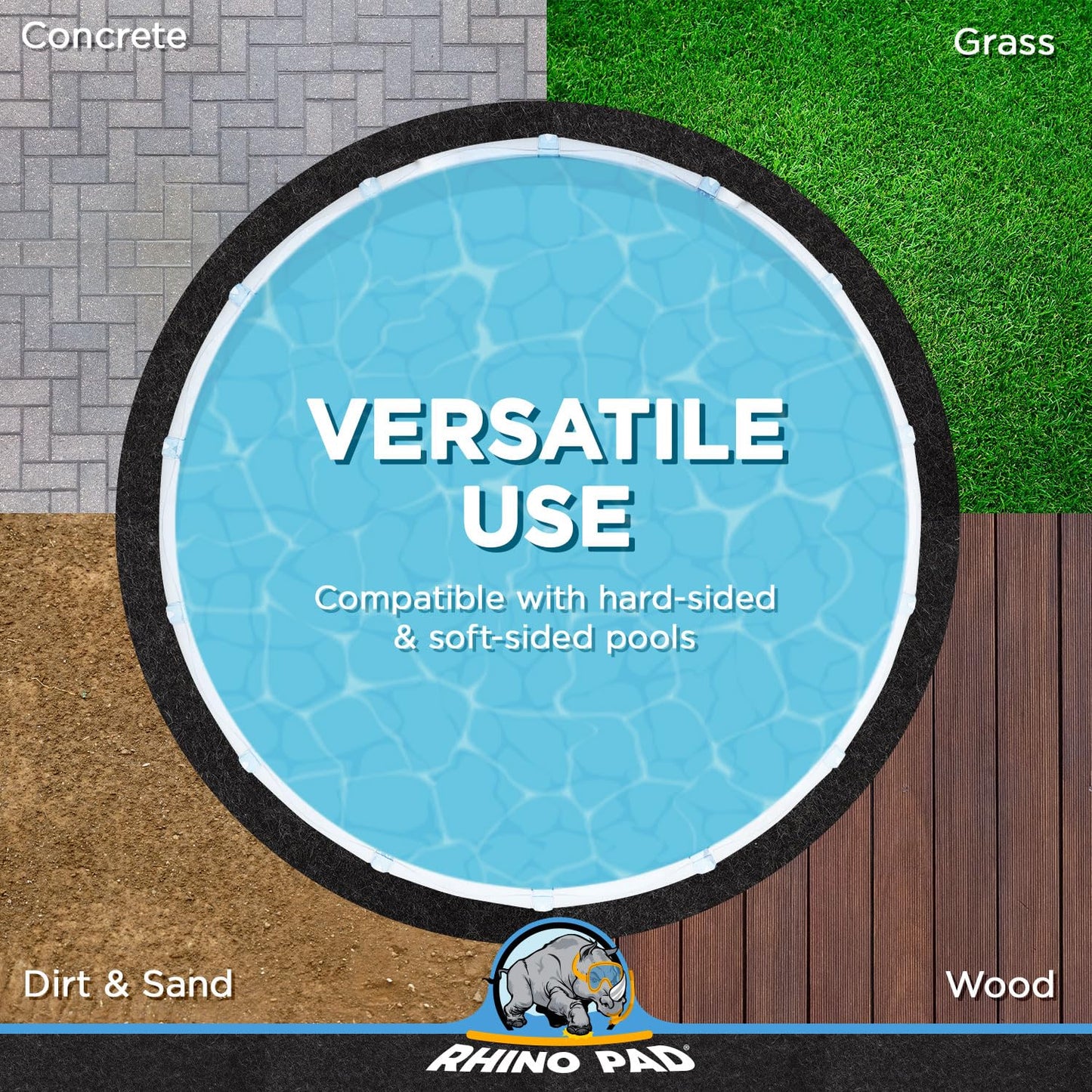Rhino Pad 18 ft x 33 ft Oval Pool Liner Pad for Above Ground Pools | Durable Puncture Resistant Mat | Effortless to Install | Strong Eco-Friendly Padding | Extends Life of Swimming Pool Liners
