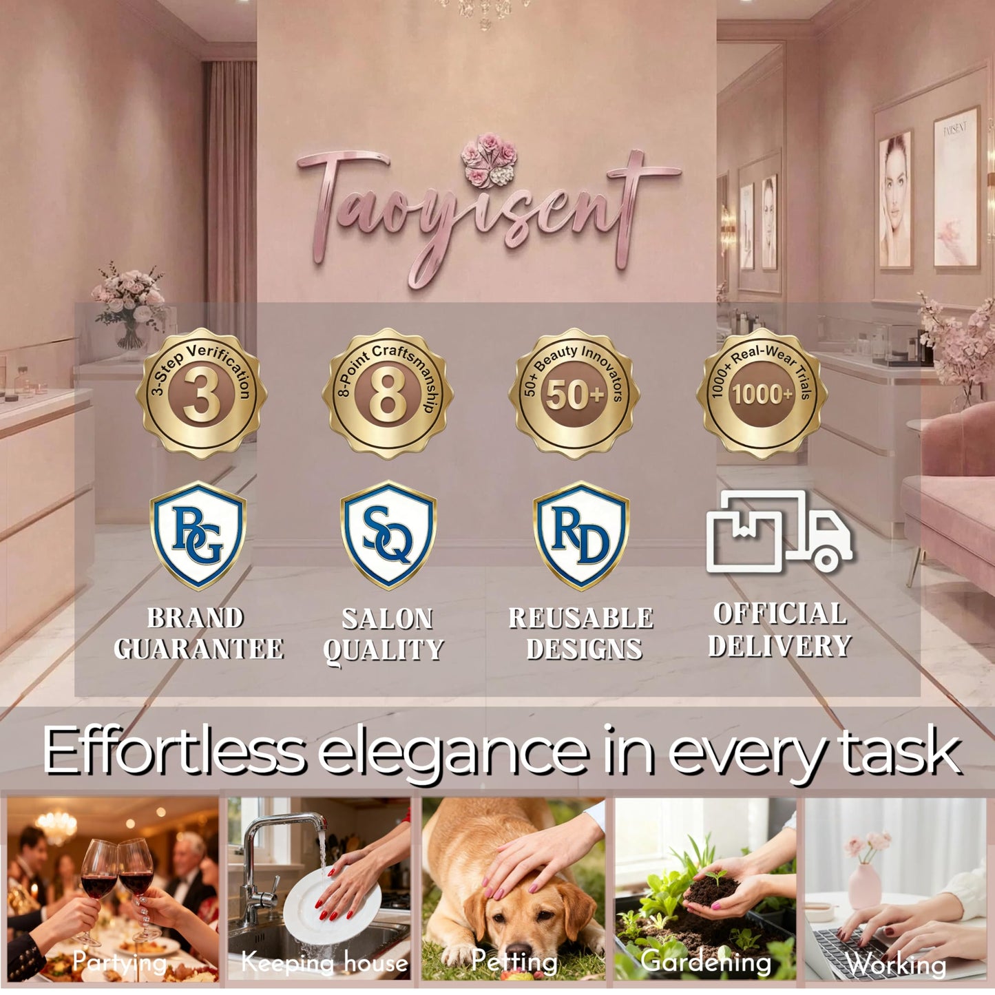 Taoyisent Moonlight White Short Press On Nails, Glossy Creamy White Square Shape, Natural Looking False Nails, Elegant Minimal Style, 24PCS for Women