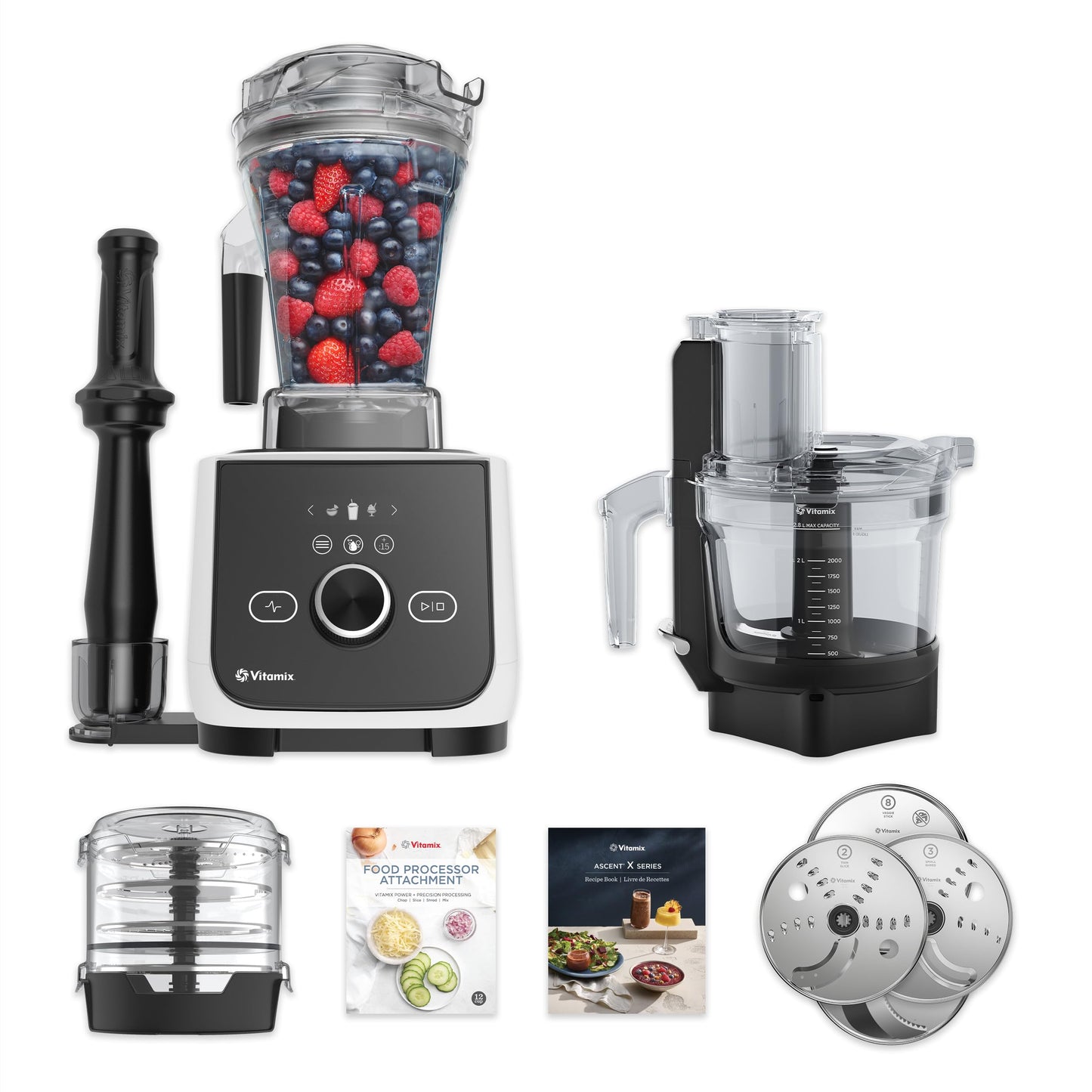 Vitamix Ascent X4 Gourmet SmartPrep Kitchen System, Professional-Grade Blender, Stainless-Steel Blades, 12-Cup Food Processor Attachment with 4 Discs, 48 Oz Blender Container, White