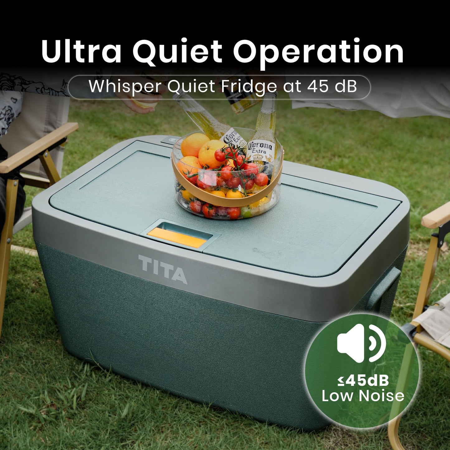 TITA 42 Qt Car Refrigerator for Tesla Model Y & Juniper, Portable 12V Dual-Zone Car Fridge Freezer, Rapid Cooling & Energy-Saving Modes, Mini Car Cooler for Travel, Camping & 12V/24V Vehicles