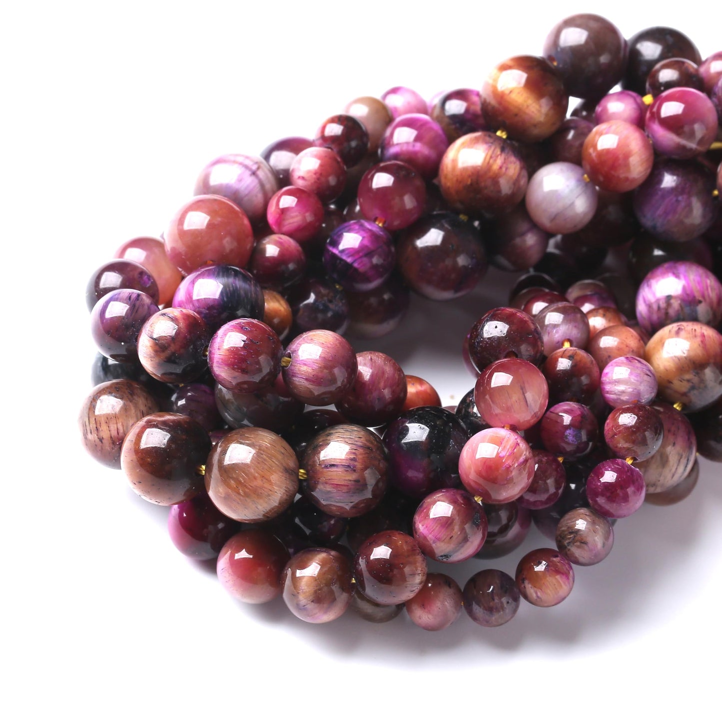 Natural Starry Sky Rose Pink Tiger Eyesr Stone Beads for Jewelry Making DIY Bracelet Necklace Jewelry Making 1 Strand 15.5inch 35PCS 10MM