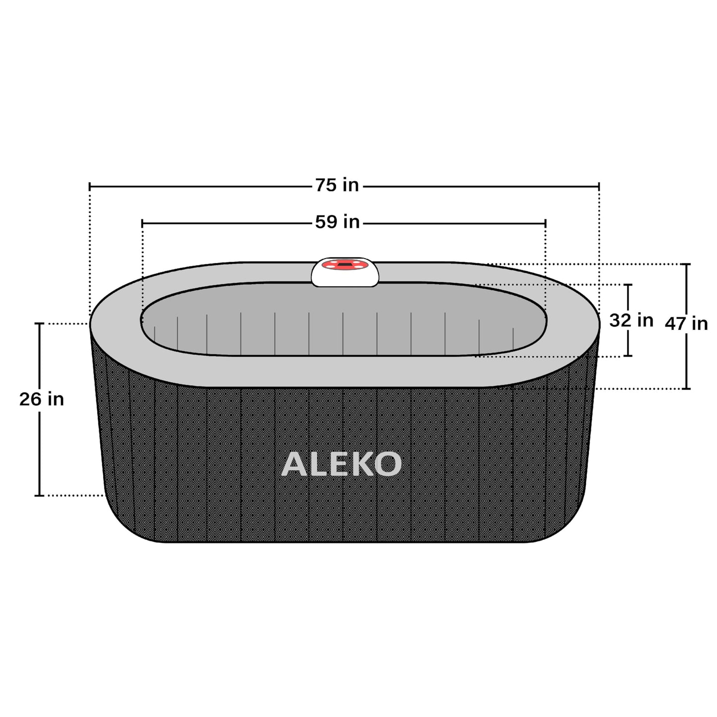 ALEKO Diamond 2-Person Inflatable Jetted Hot Tub | 100 Soothing Bubble Jets | Energy Efficient Cover | LED Lights with 7 Lights | 360-Degree Bubble Massage | 145 Gallon Water Capacity