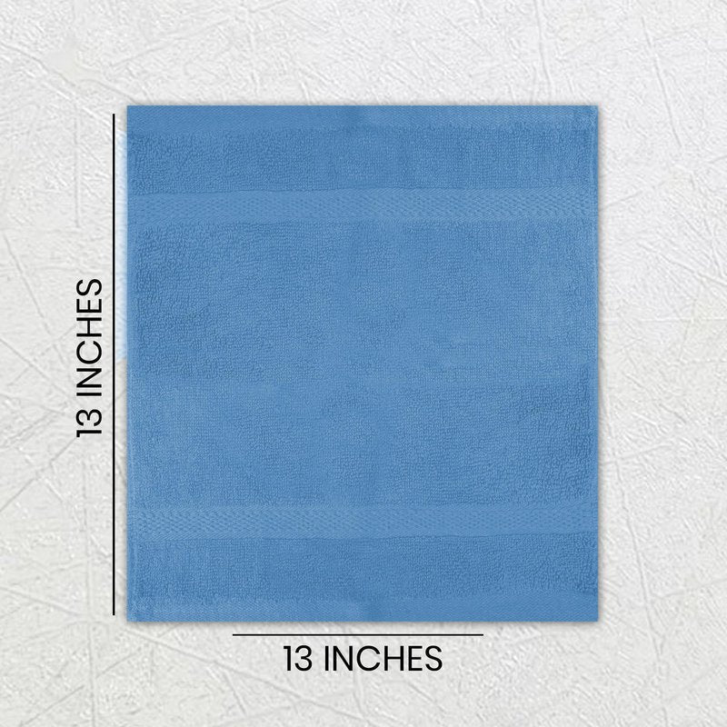 Lenenz Soft Wash Cloths - 12 Pack Plush and Absorbent Cotton Washcloths for Face, Body, and Baby - Multi-Purpose, Quick-Dry Wash Cloths Set 13x13'' (Electric Blue)